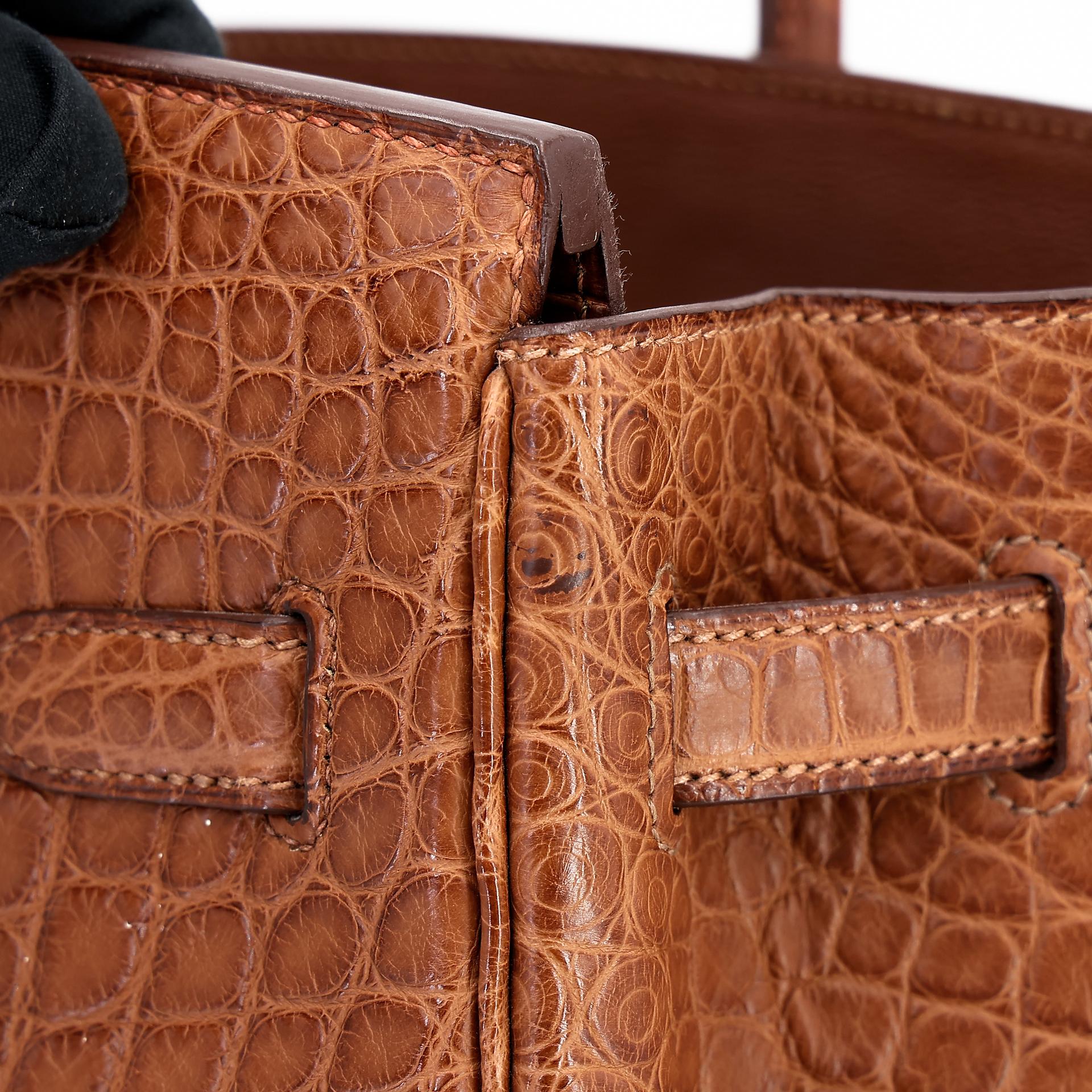 Very Good ( Rank A) HERMÈS Birkin 35 Marron d’Inde (4I) Alligator Palladium hardware Square P (2012) - 28