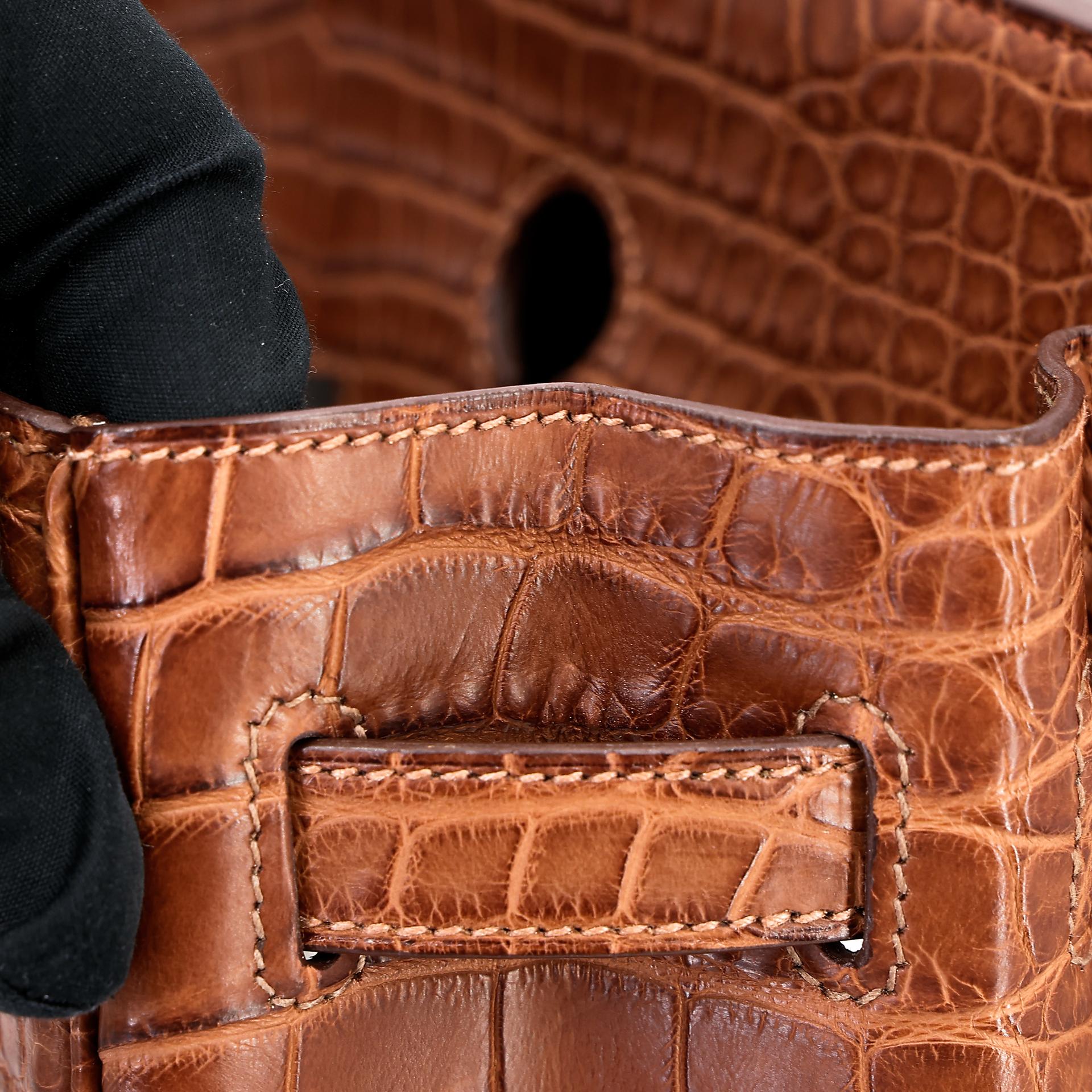 Very Good ( Rank A) HERMÈS Birkin 35 Marron d’Inde (4I) Alligator Palladium hardware Square P (2012) - 30