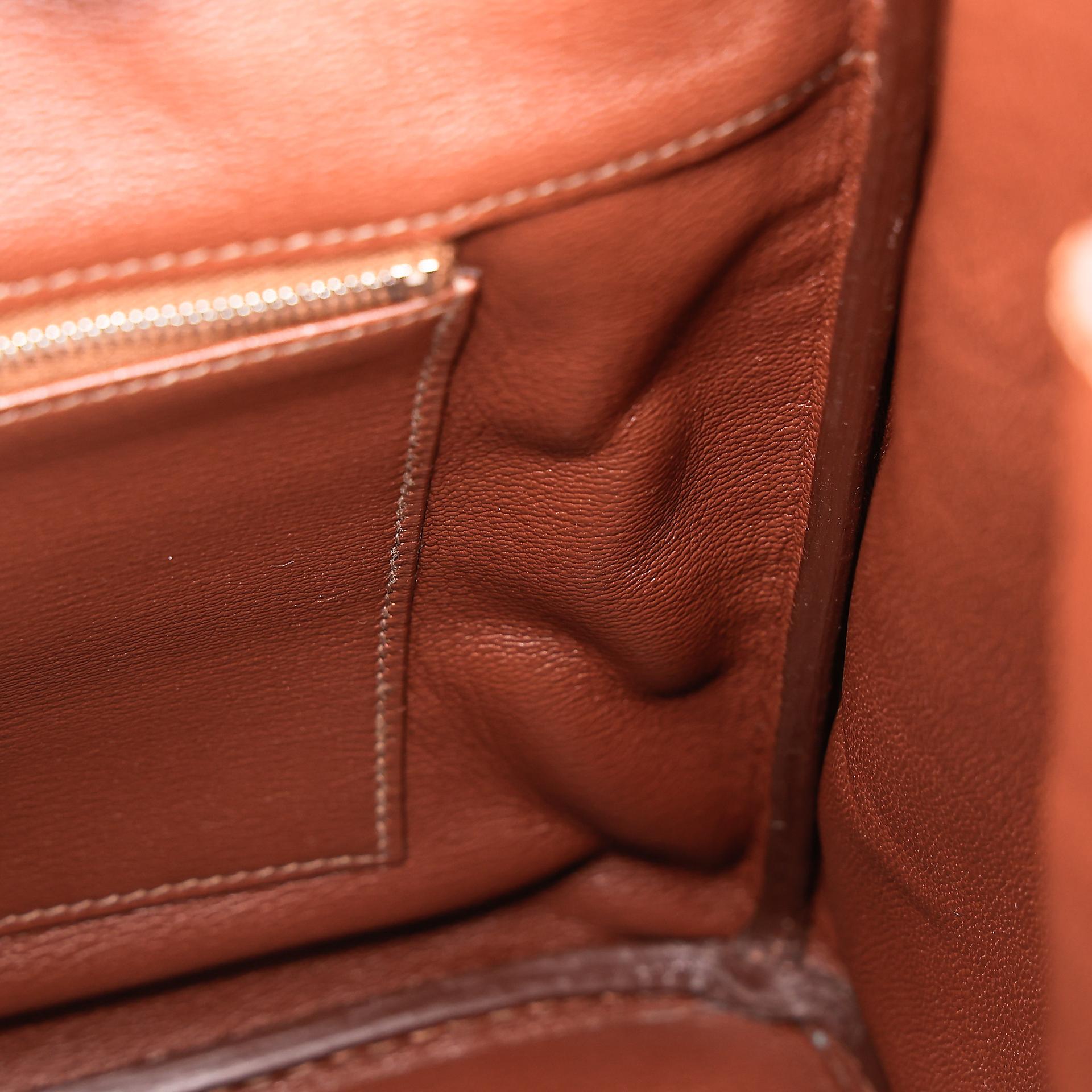 Very Good ( Rank A) HERMÈS Birkin 35 Marron d’Inde (4I) Alligator Palladium hardware Square P (2012) - 27