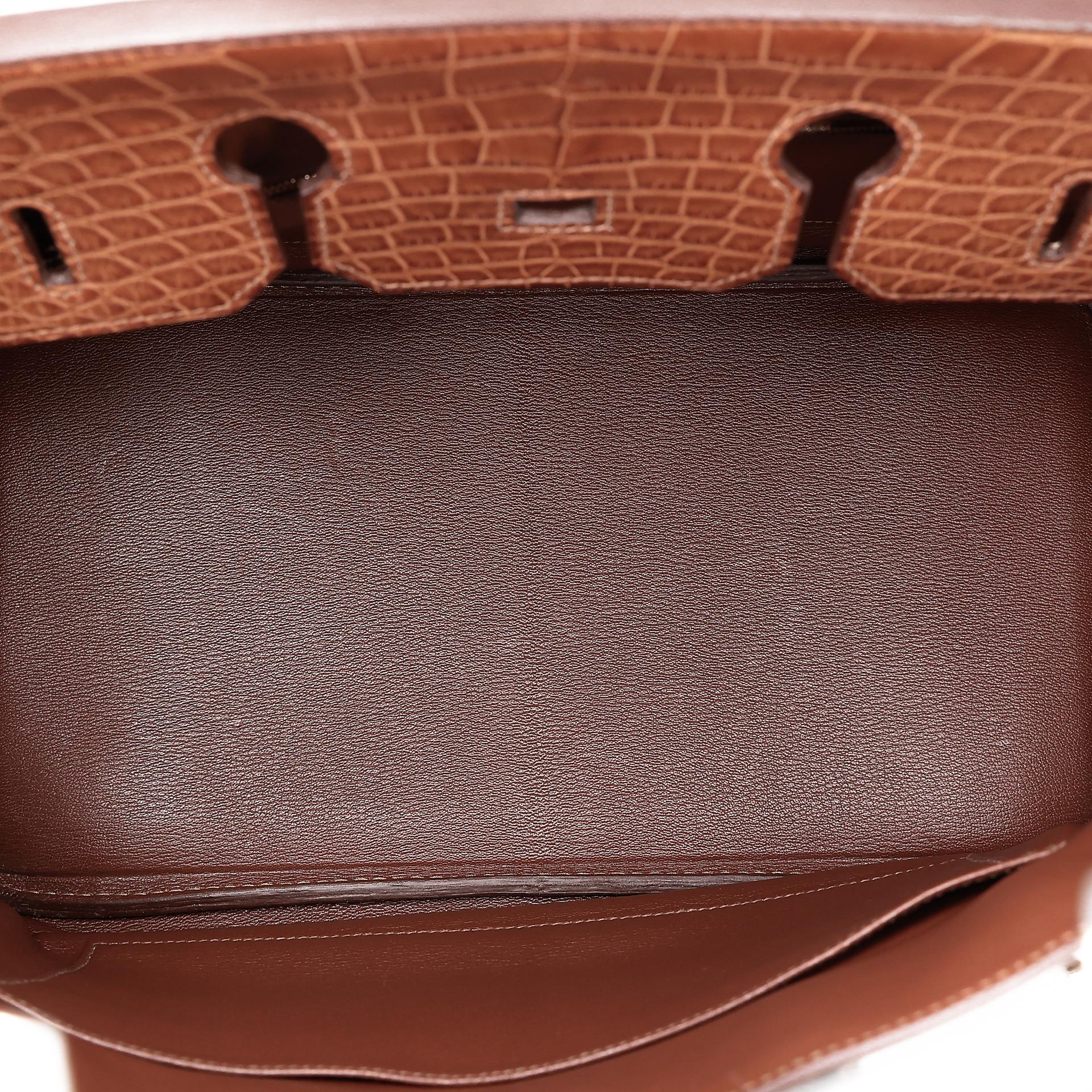Very Good ( Rank A) HERMÈS Birkin 35 Marron d’Inde (4I) Alligator Palladium hardware Square P (2012) - 26