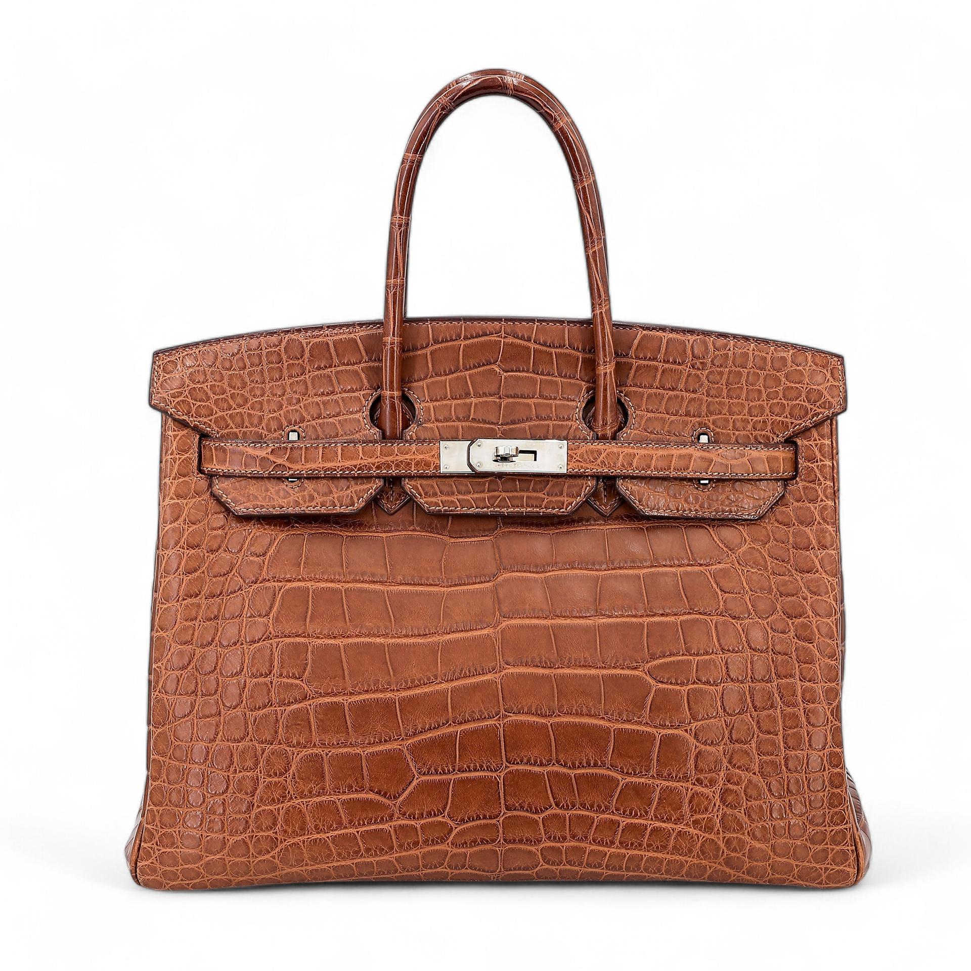 Very Good ( Rank A) HERMÈS Birkin 35 Marron d’Inde (4I) Alligator Palladium hardware Square P (2012) - 1