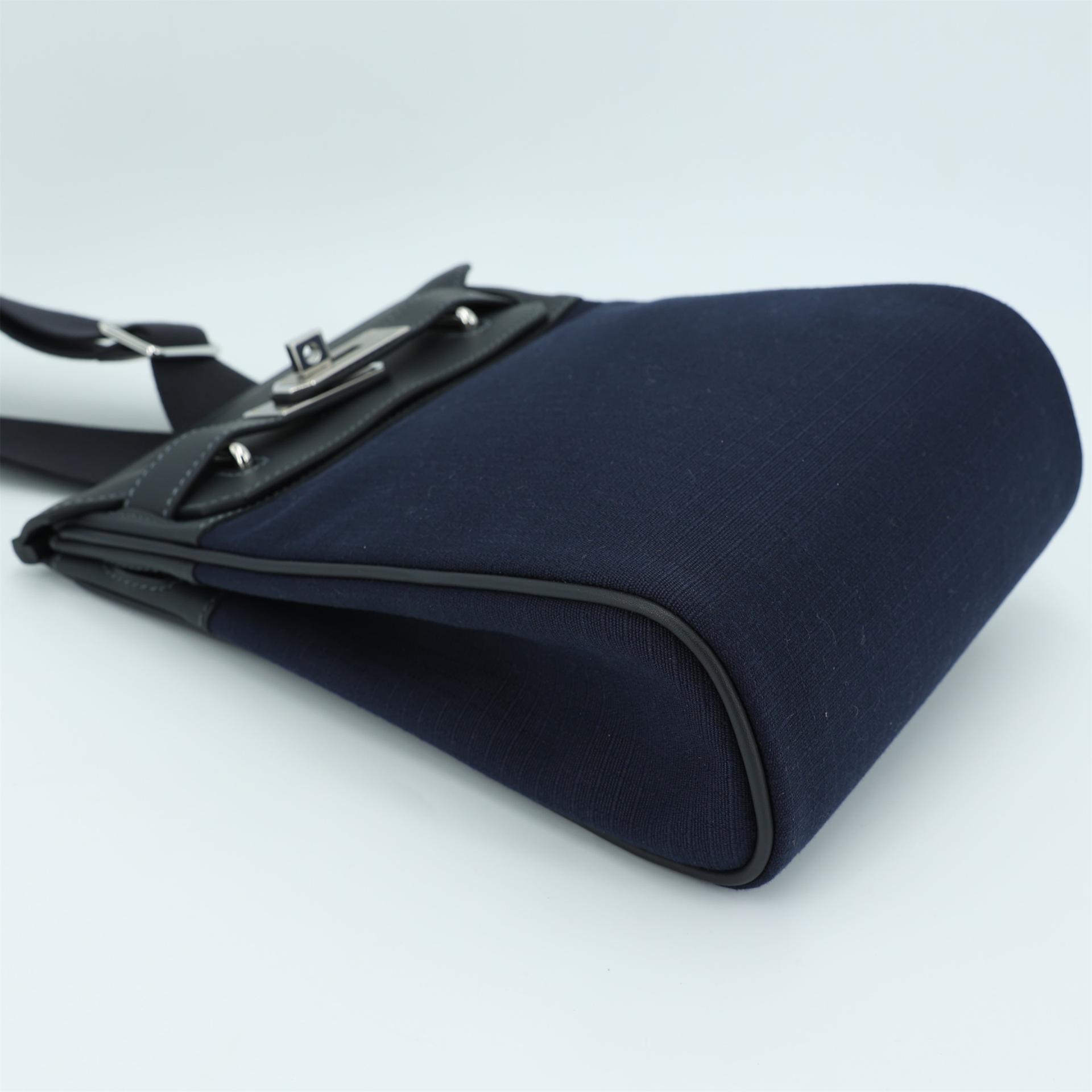 Brand New ( Rank N ) HERMÈS Hac a Dos PM Black Bleu Nuit (2Z) Canvas Swift Palladium hardware W (2024) - 4