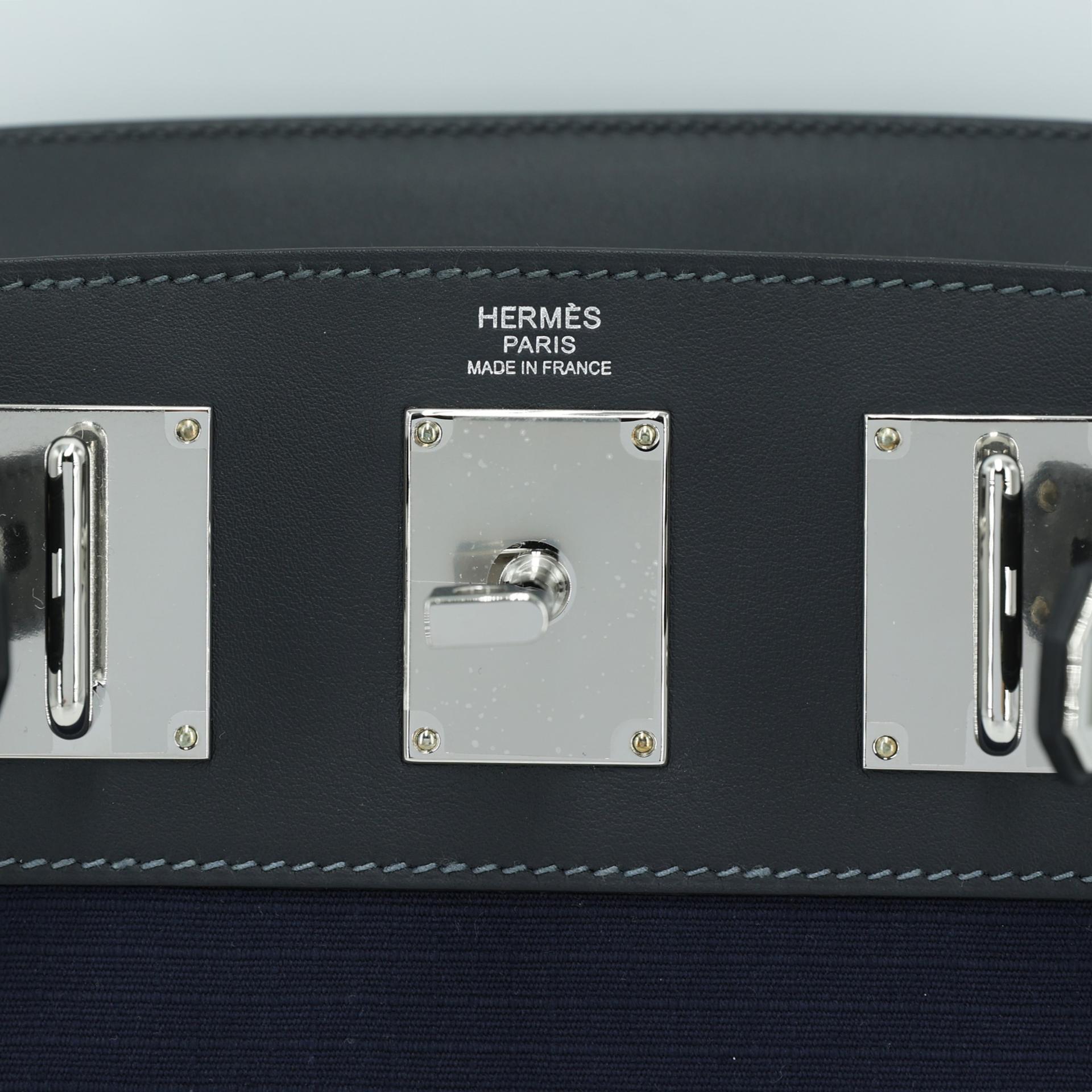 Brand New ( Rank N ) HERMÈS Hac a Dos PM Black Bleu Nuit (2Z) Canvas Swift Palladium hardware W (2024) - 8