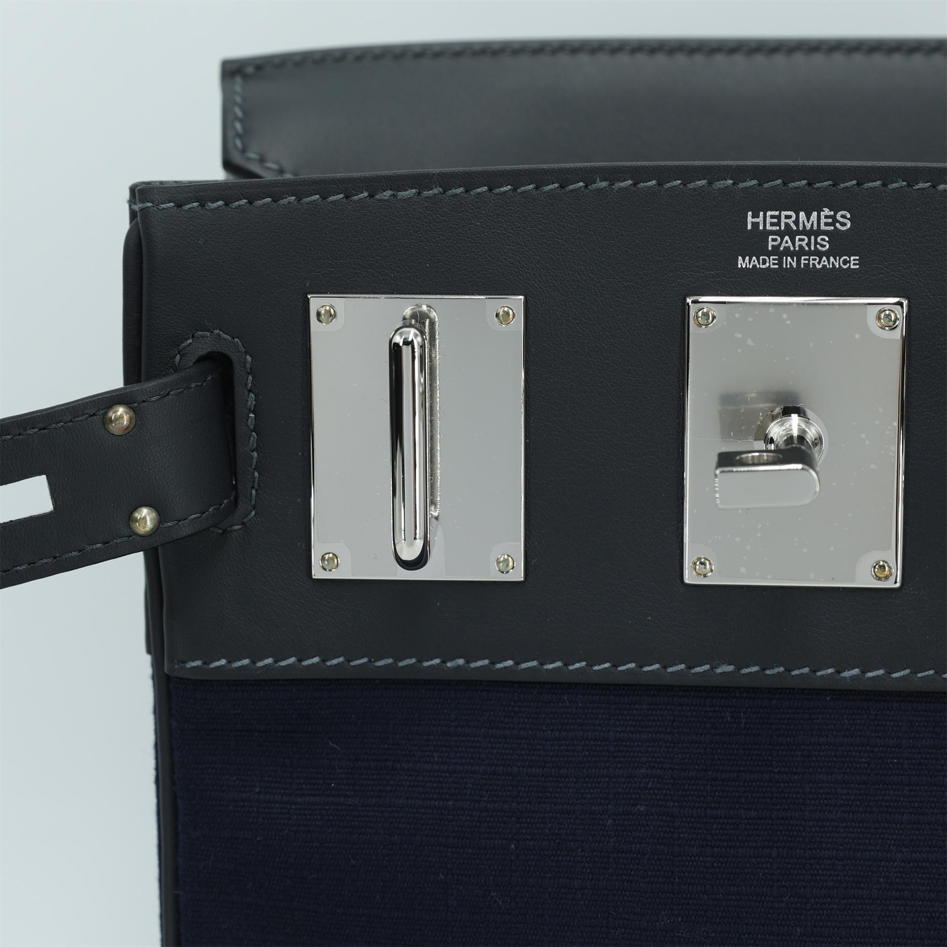 Brand New ( Rank N ) HERMÈS Hac a Dos PM Black Bleu Nuit (2Z) Canvas Swift Palladium hardware W (2024) - 9