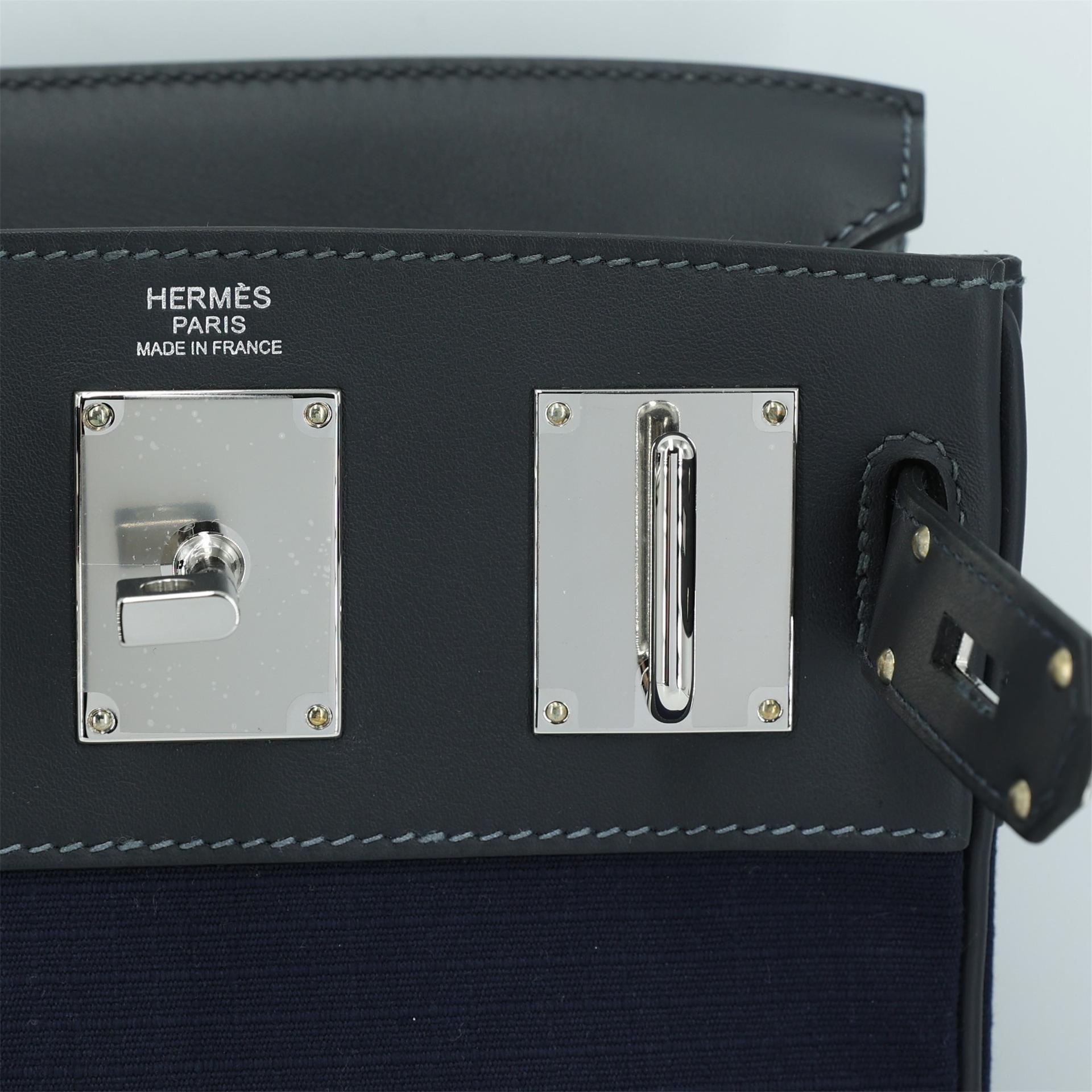 Brand New ( Rank N ) HERMÈS Hac a Dos PM Black Bleu Nuit (2Z) Canvas Swift Palladium hardware W (2024) - 10