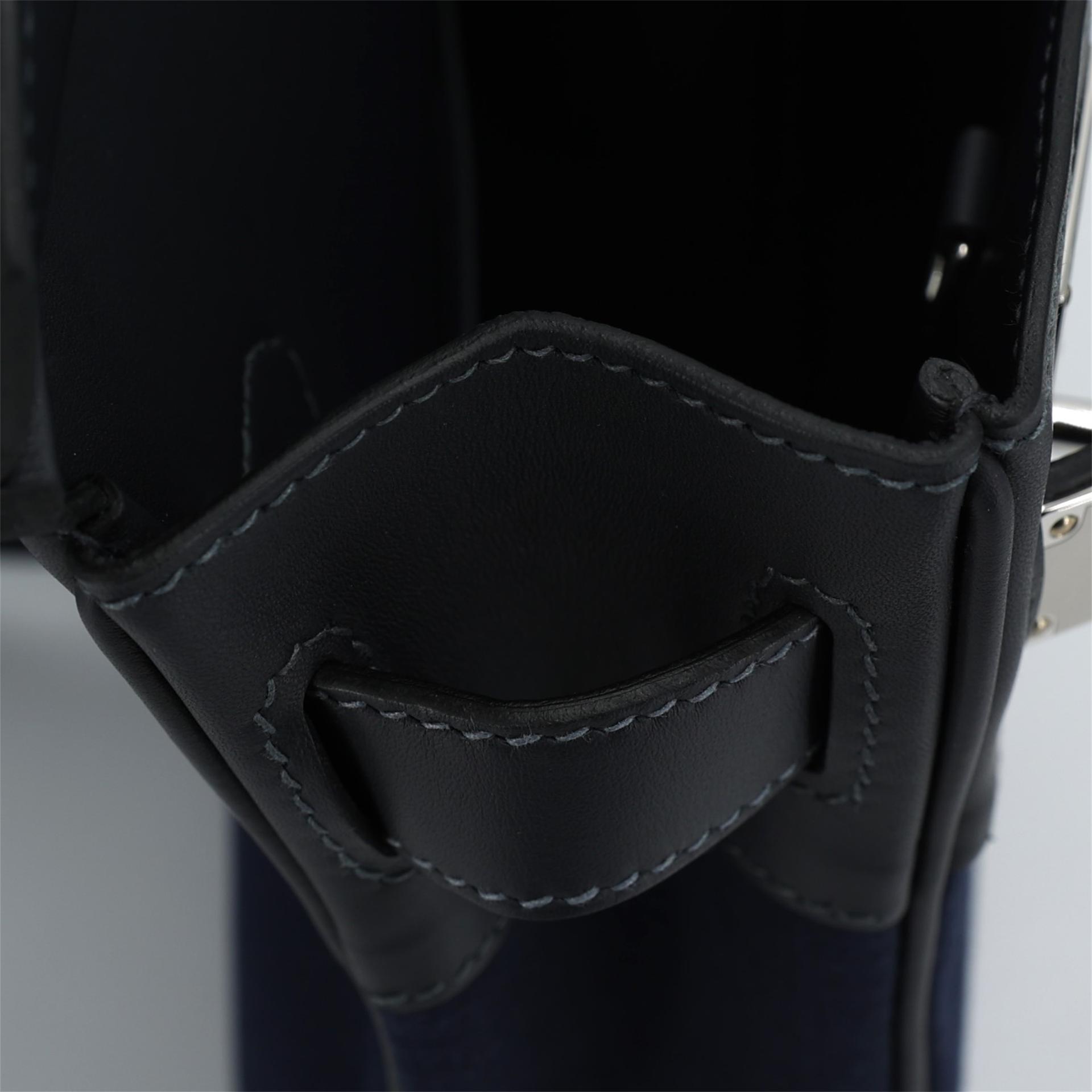 Brand New ( Rank N ) HERMÈS Hac a Dos PM Black Bleu Nuit (2Z) Canvas Swift Palladium hardware W (2024) - 13
