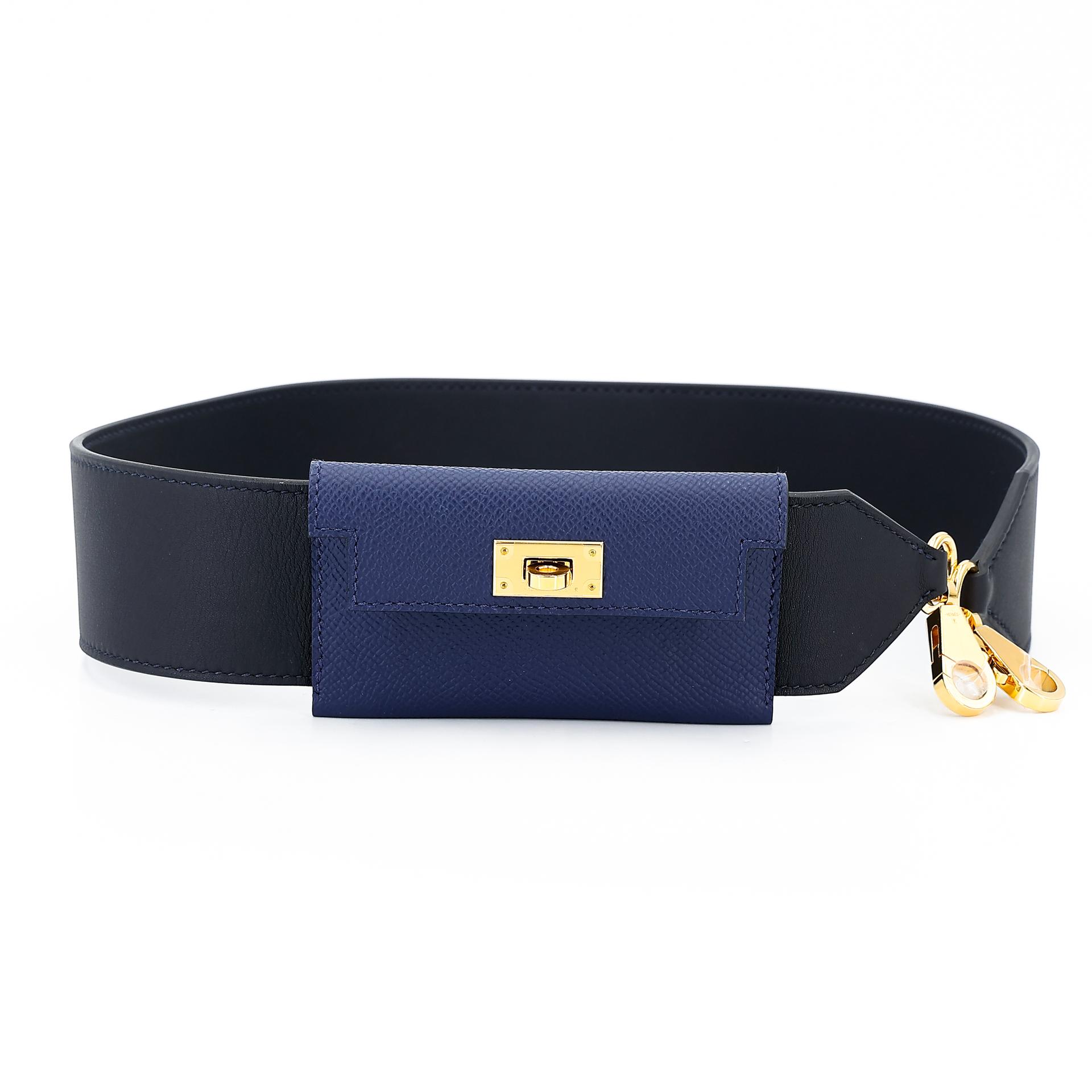 Unused ( Rank NS ) HERMÈS Kelly Pocket Bag Strap Caban (3Y) Deep Blue (S4) Swift Canvas Gold hardware B (2023) - 1