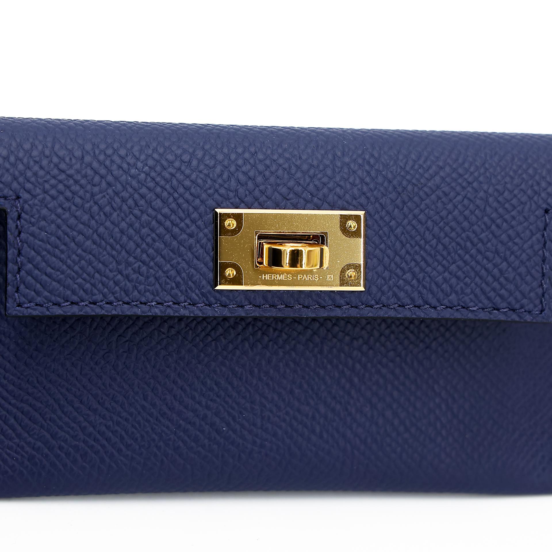 Unused ( Rank NS ) HERMÈS Kelly Pocket Bag Strap Caban (3Y) Deep Blue (S4) Swift Canvas Gold hardware B (2023) - 3