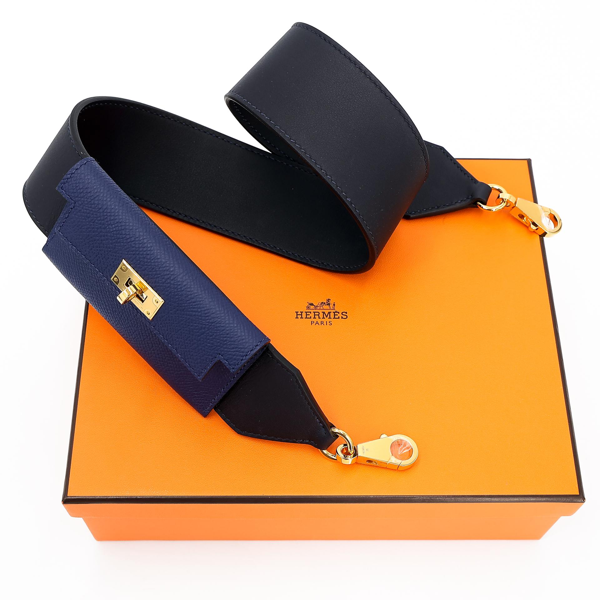 Unused ( Rank NS ) HERMÈS Kelly Pocket Bag Strap Caban (3Y) Deep Blue (S4) Swift Canvas Gold hardware B (2023) - 9
