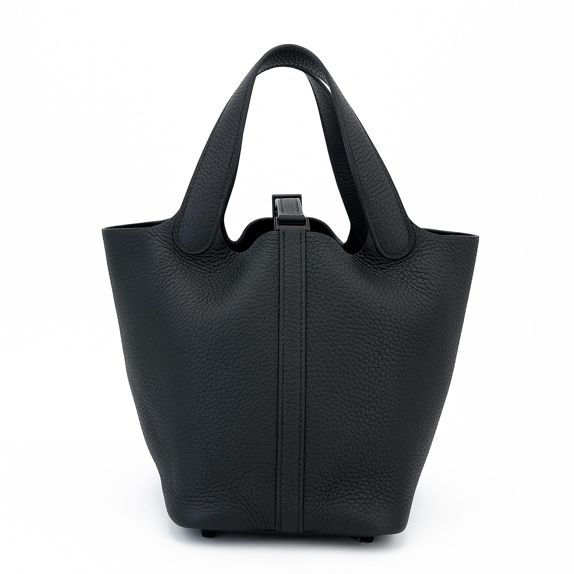 Unused ( Rank NS ) HERMÈS Limited Edition Picotin Lock PM So Black Black (89) Clemence Black hardware Y (2020) - 2