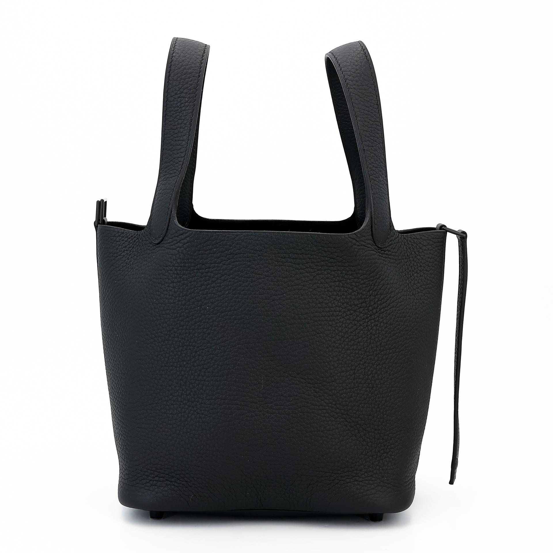 Unused ( Rank NS ) HERMÈS Limited Edition Picotin Lock PM So Black Black (89) Clemence Black hardware Y (2020) - 4