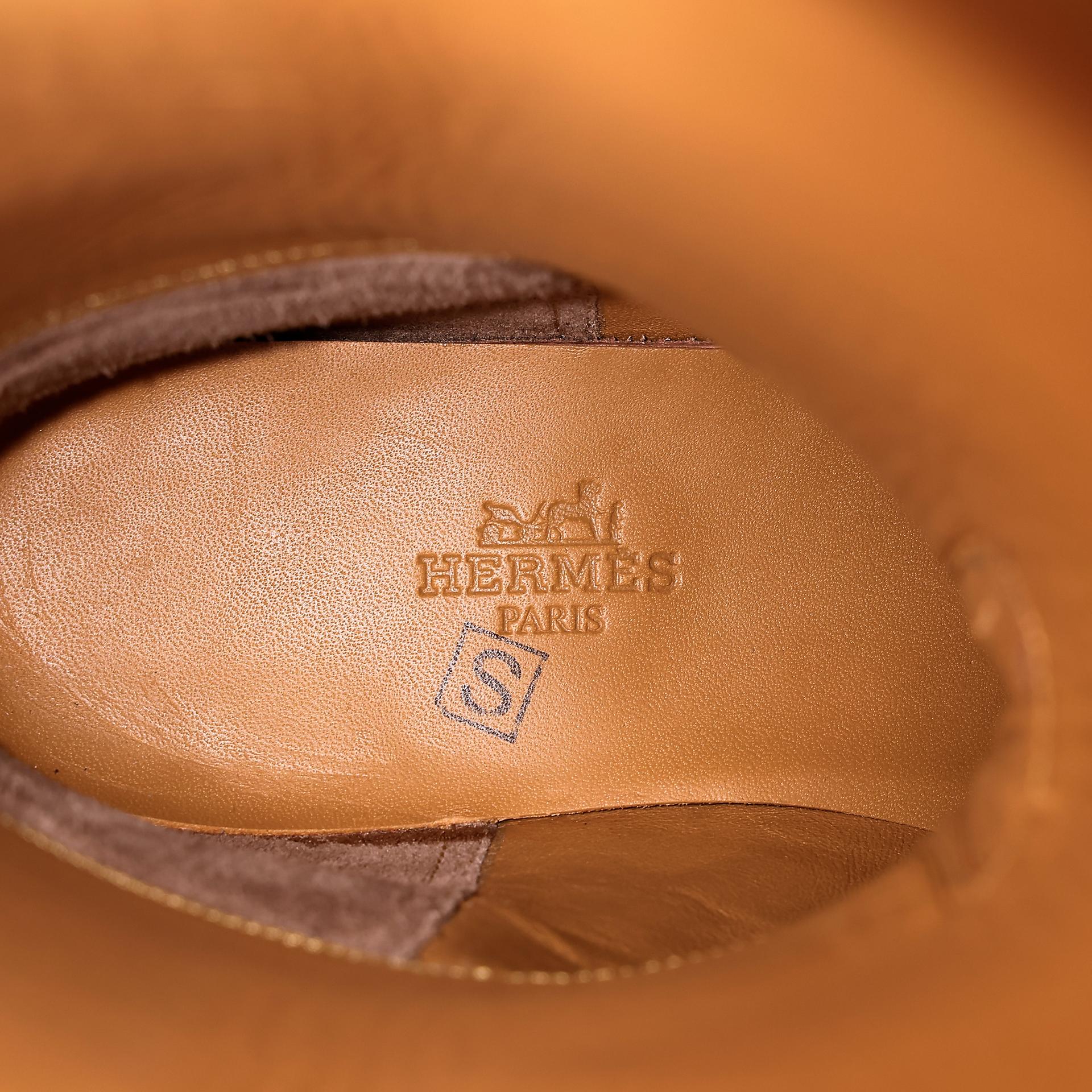 Brand New ( Rank N ) HERMÈS Botte Femme Jumping Brown Black (89) Box-calf Palladium hardware - 9