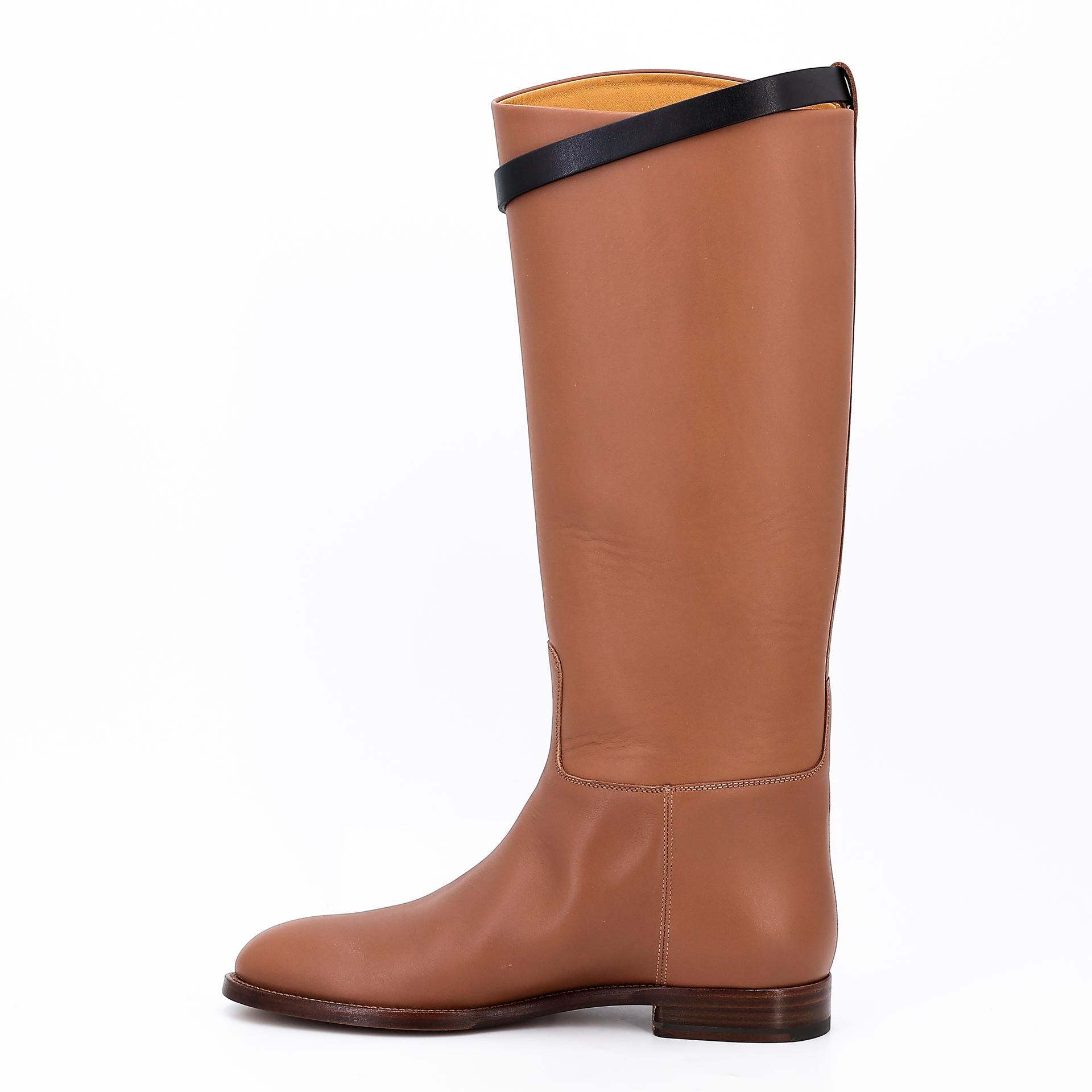 Brand New ( Rank N ) HERMÈS Botte Femme Jumping Brown Black (89) Box-calf Palladium hardware - 10