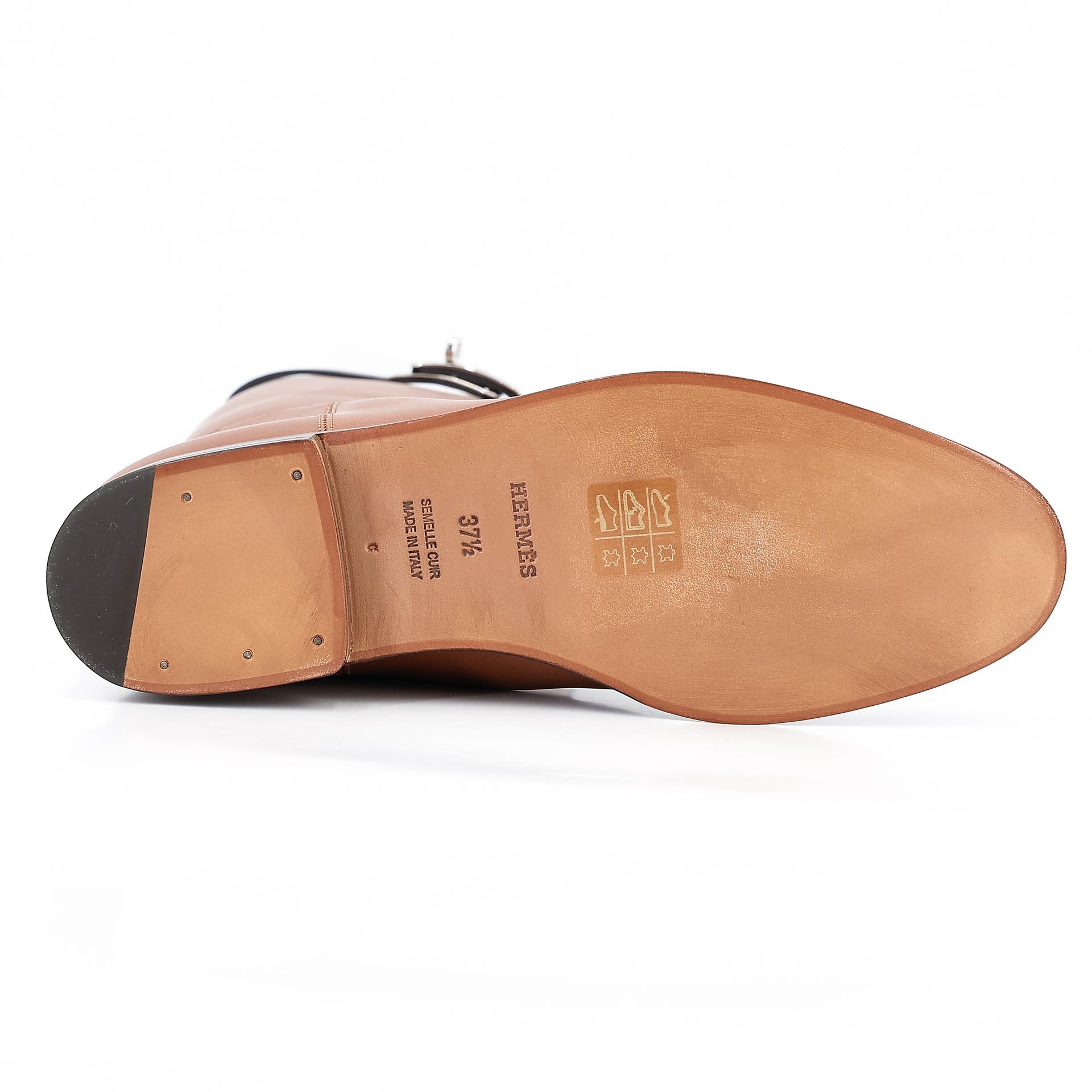 Brand New ( Rank N ) HERMÈS Botte Femme Jumping Brown Black (89) Box-calf Palladium hardware - 13