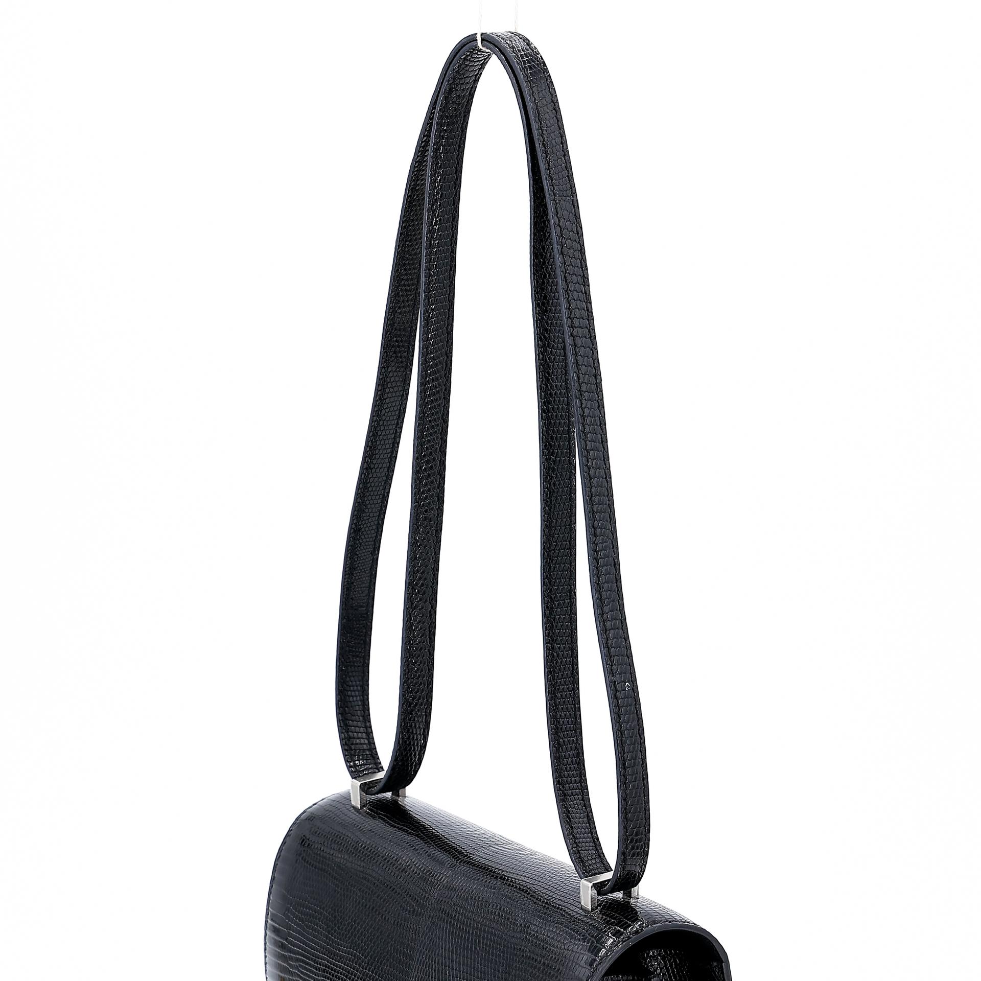 Very Good ( Rank A) HERMÈS Constance Mini Black (89) Lizard Palladium hardware B (2023) - 3