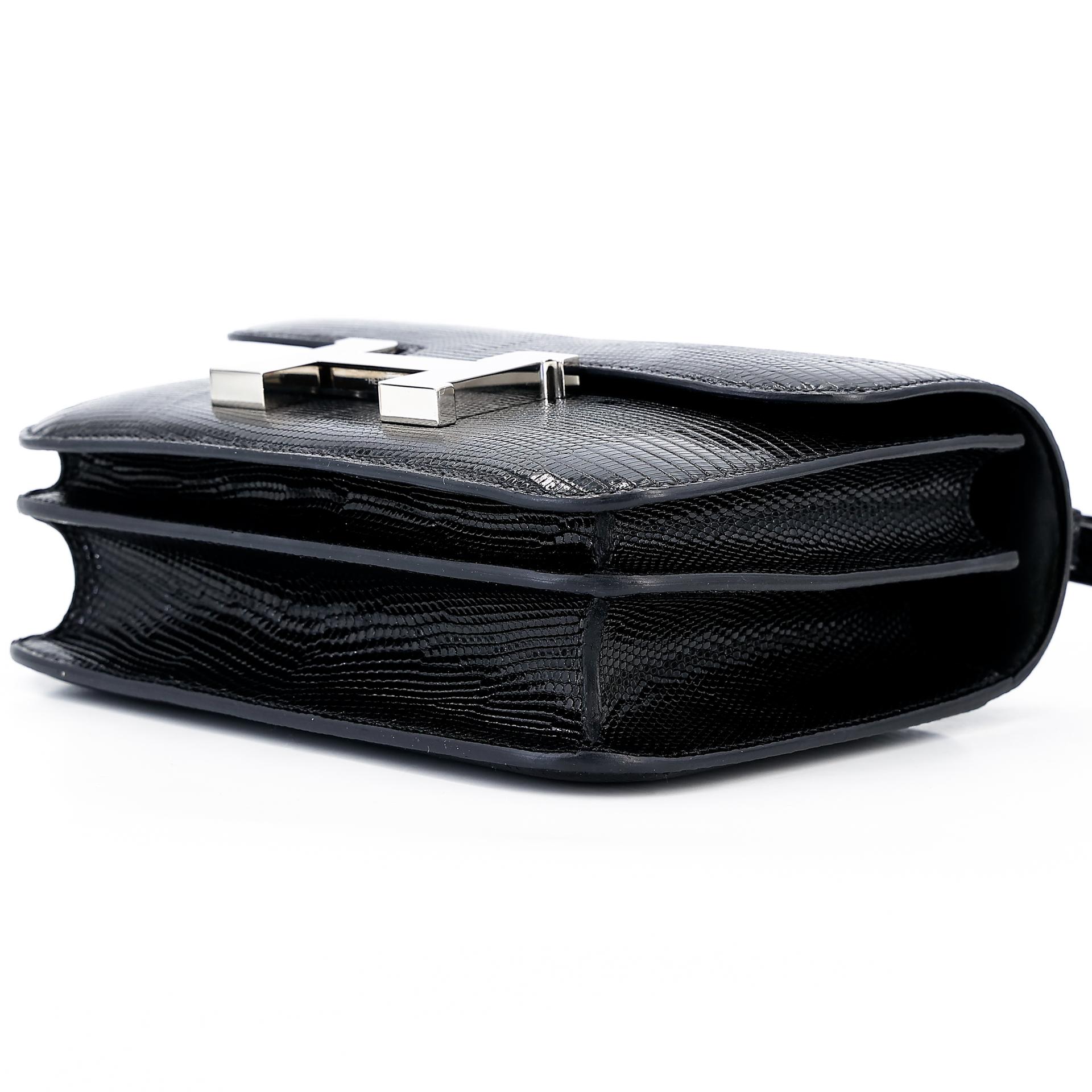 Very Good ( Rank A) HERMÈS Constance Mini Black (89) Lizard Palladium hardware B (2023) - 4
