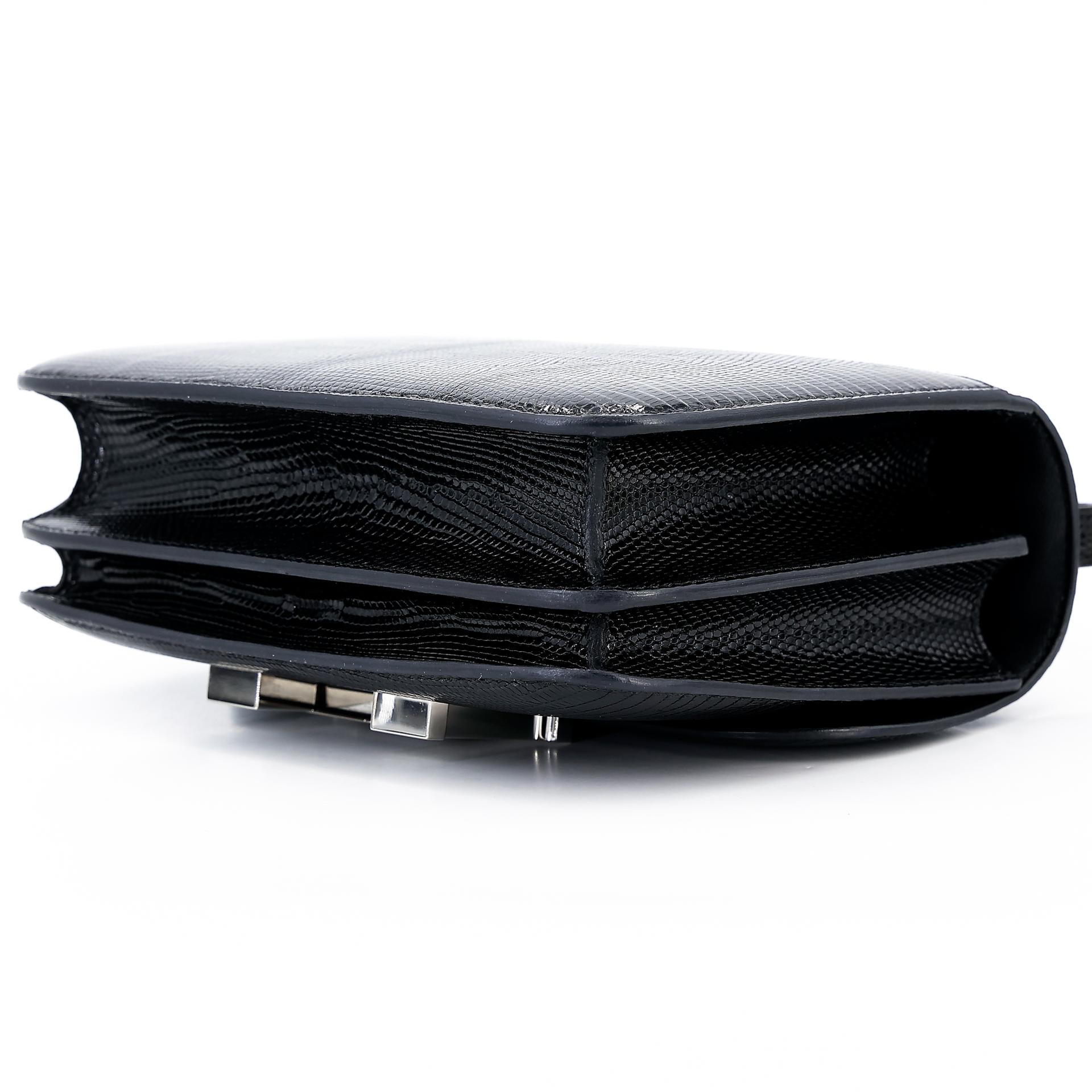 Very Good ( Rank A) HERMÈS Constance Mini Black (89) Lizard Palladium hardware B (2023) - 6