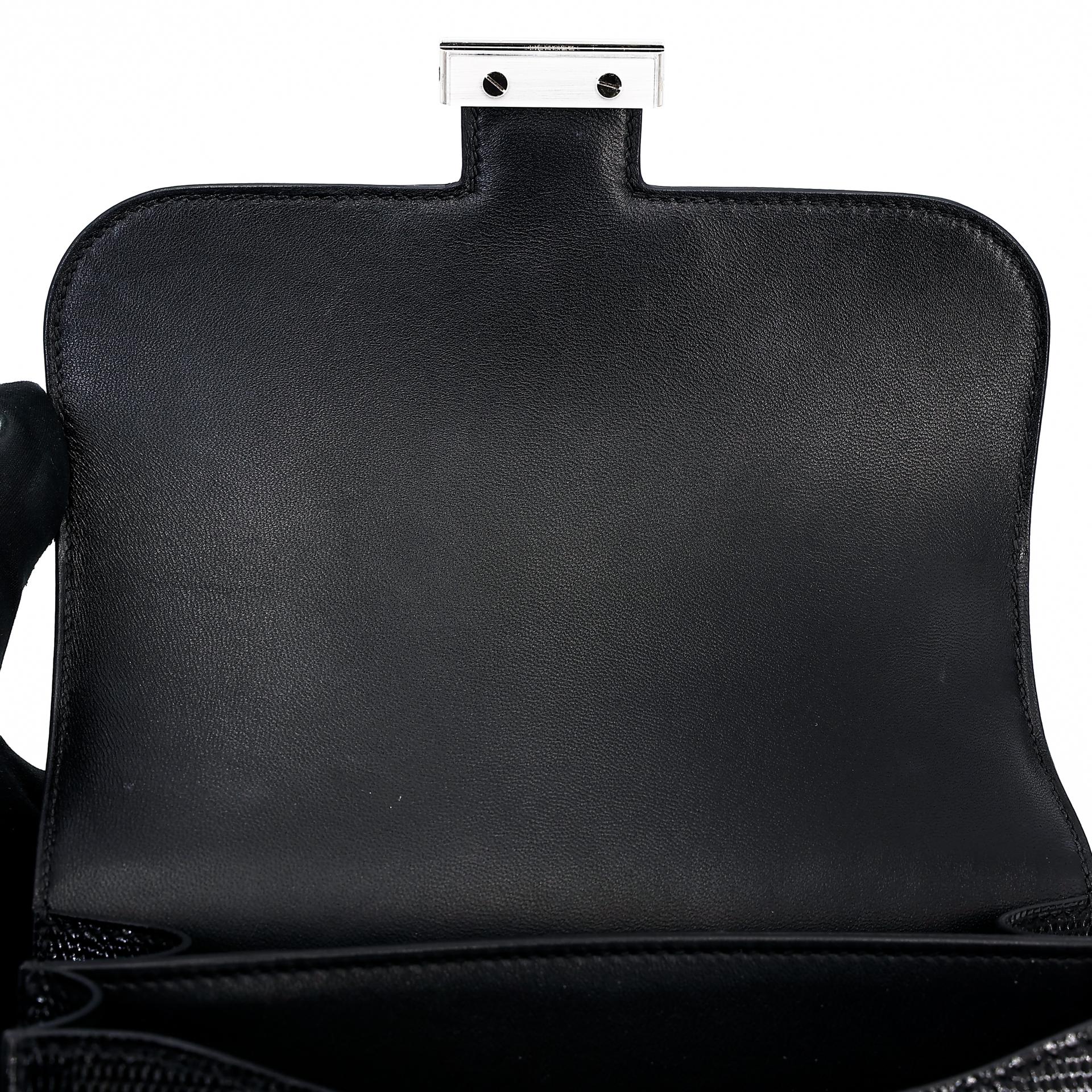 Very Good ( Rank A) HERMÈS Constance Mini Black (89) Lizard Palladium hardware B (2023) - 10
