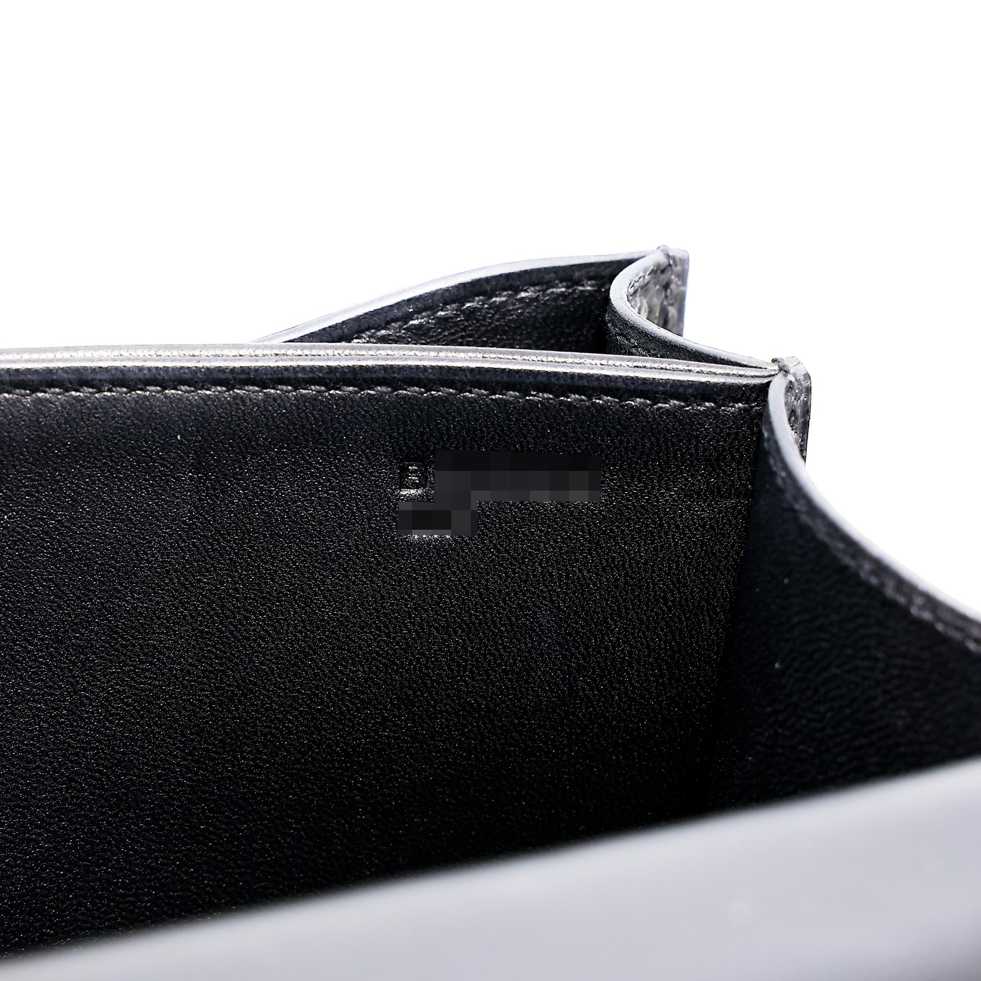 Very Good ( Rank A) HERMÈS Constance Mini Black (89) Lizard Palladium hardware B (2023) - 14