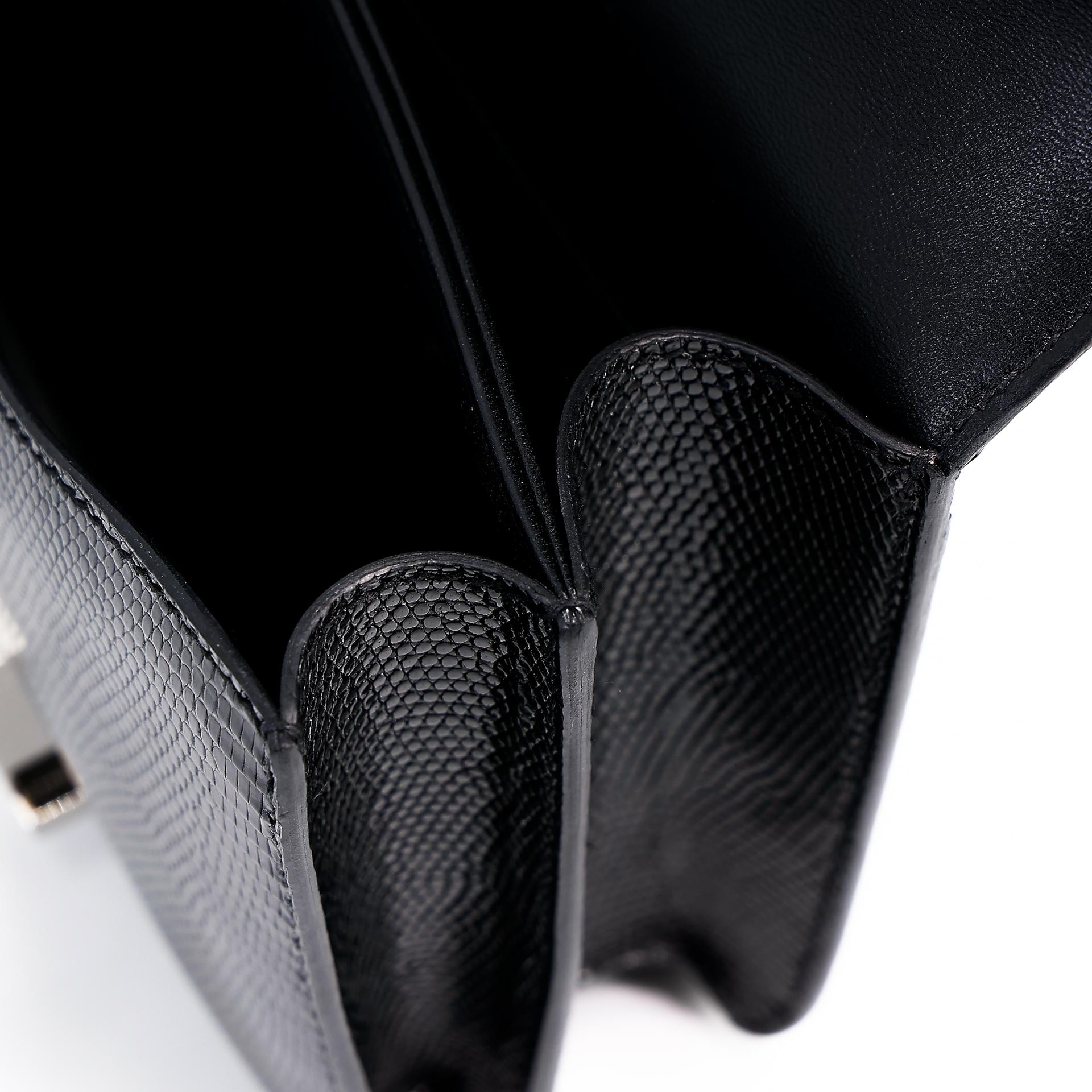 Very Good ( Rank A) HERMÈS Constance Mini Black (89) Lizard Palladium hardware B (2023) - 19