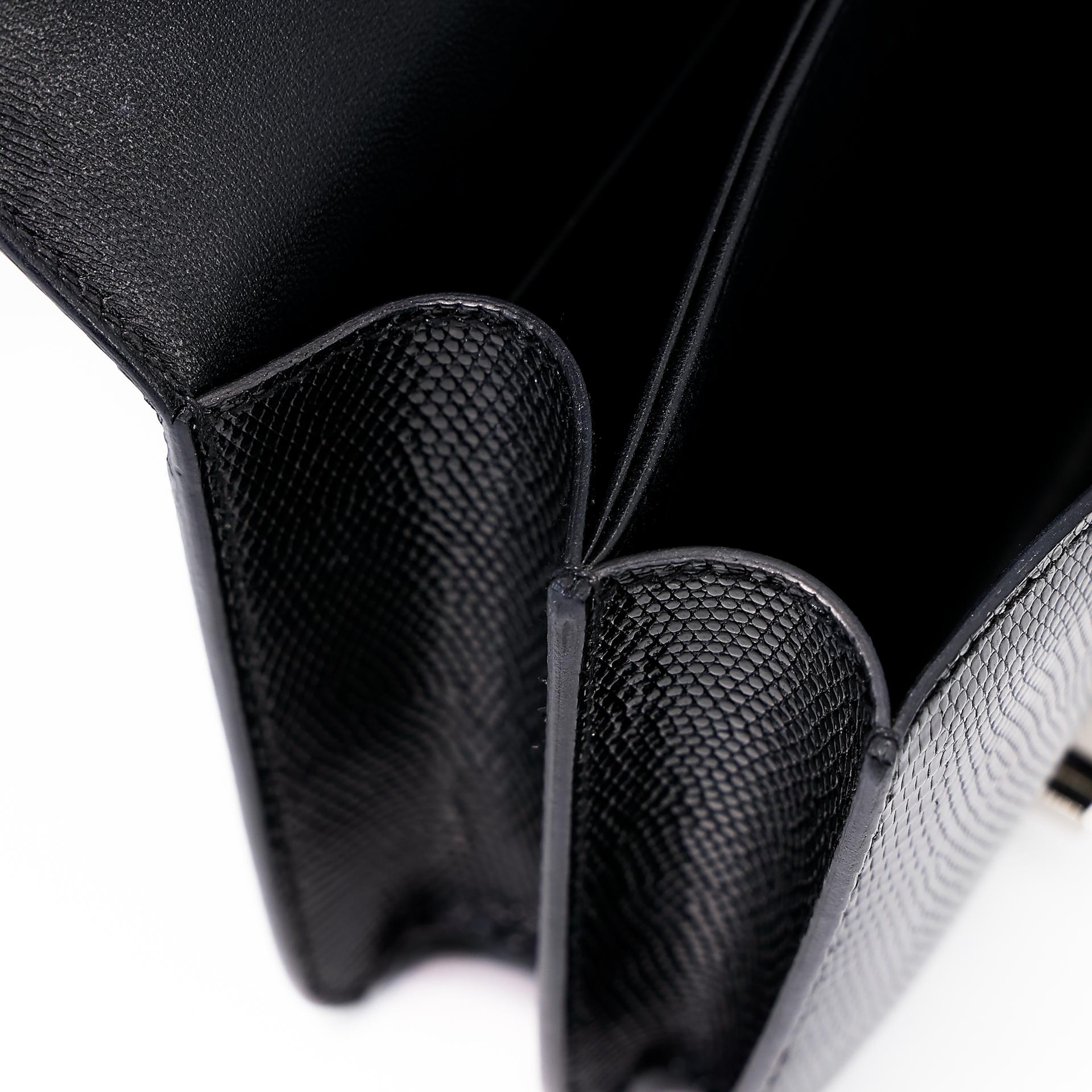 Very Good ( Rank A) HERMÈS Constance Mini Black (89) Lizard Palladium hardware B (2023) - 20