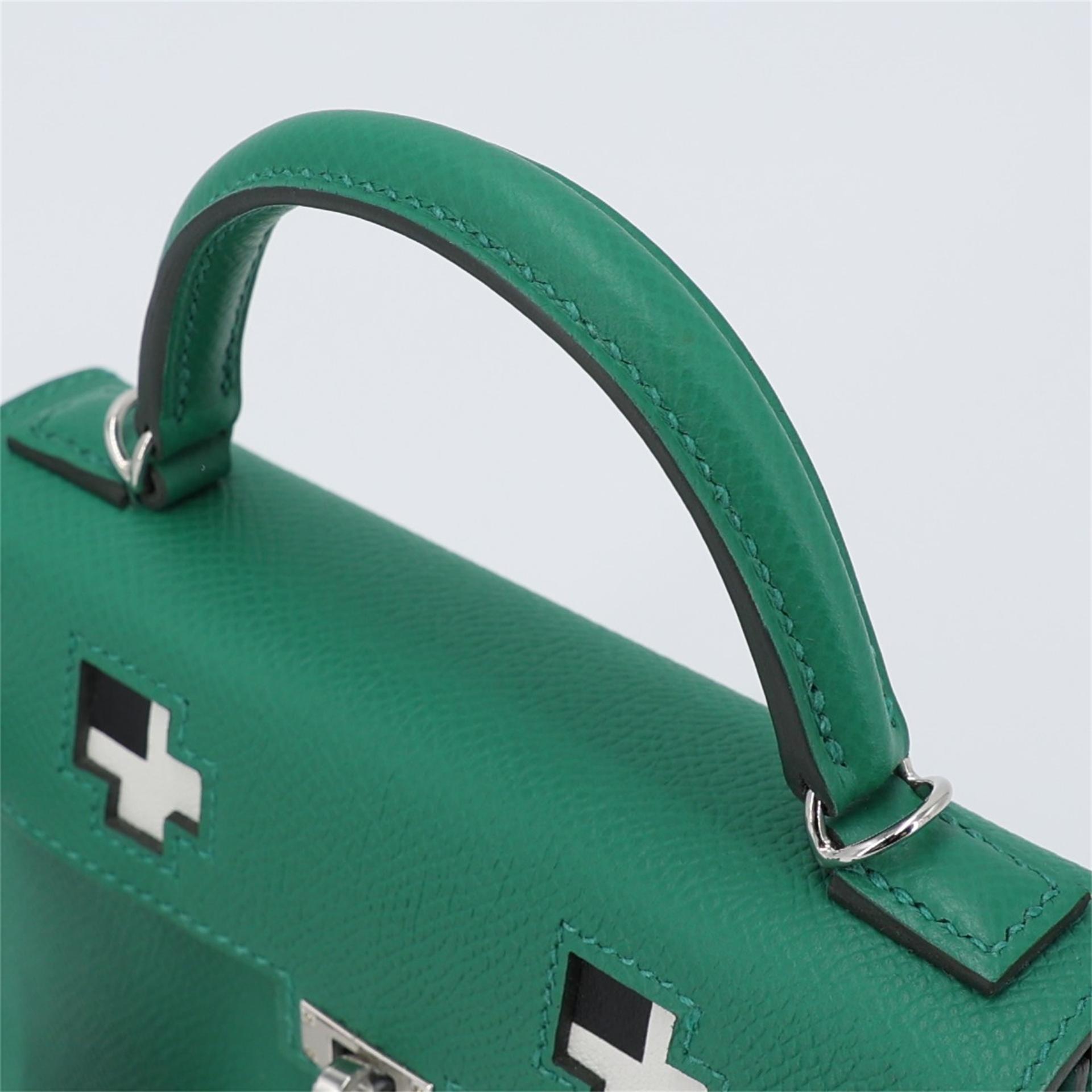 Brand New ( Rank N ) HERMÈS Limited Edition Kelly Doll Picto Gris misty (H0) Gold (37) Bleu Zanzibar (B3) Vert Vertigo (U4) Epsom Palladium hardware B (2023) - 3