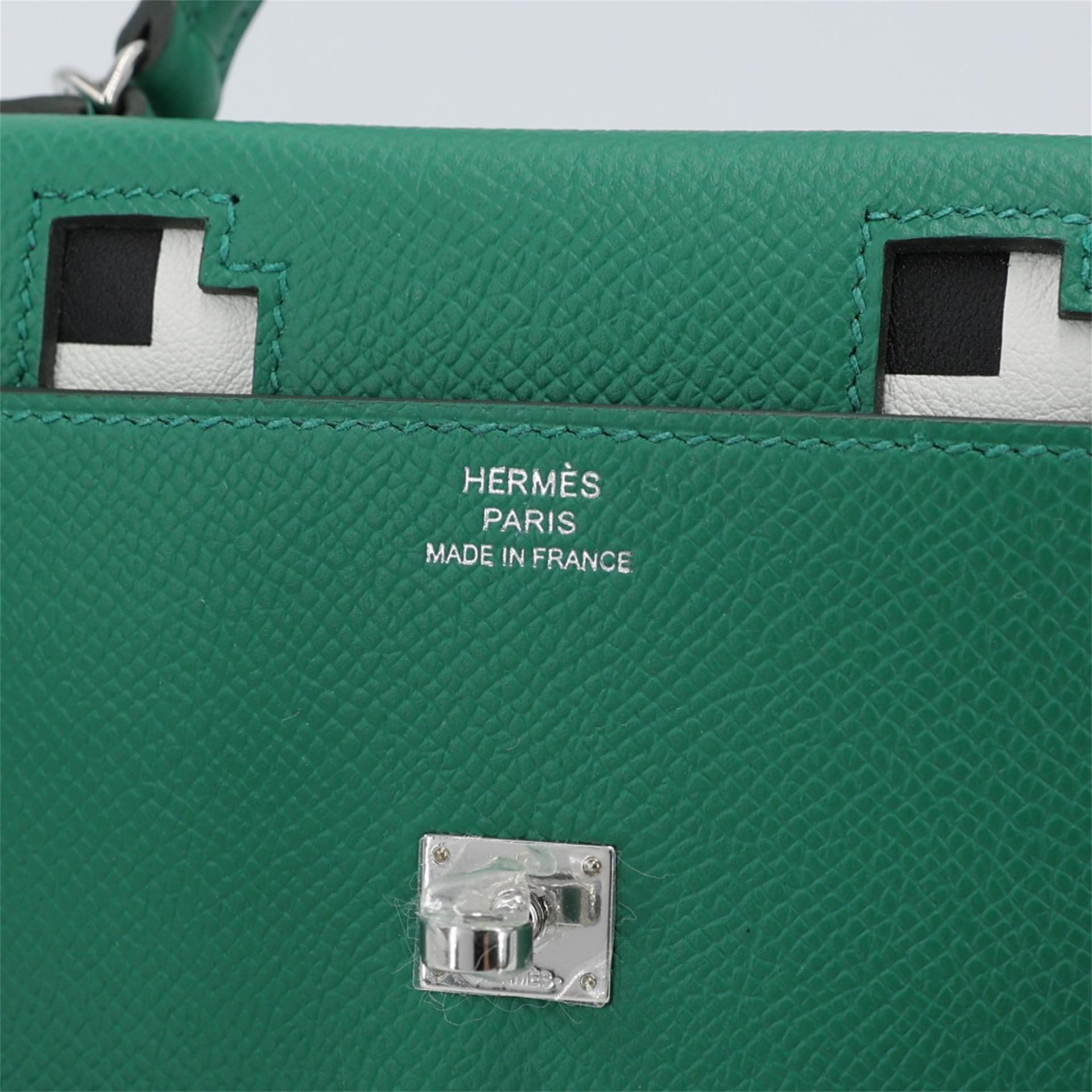Brand New ( Rank N ) HERMÈS Limited Edition Kelly Doll Picto Gris misty (H0) Gold (37) Bleu Zanzibar (B3) Vert Vertigo (U4) Epsom Palladium hardware B (2023) - 9