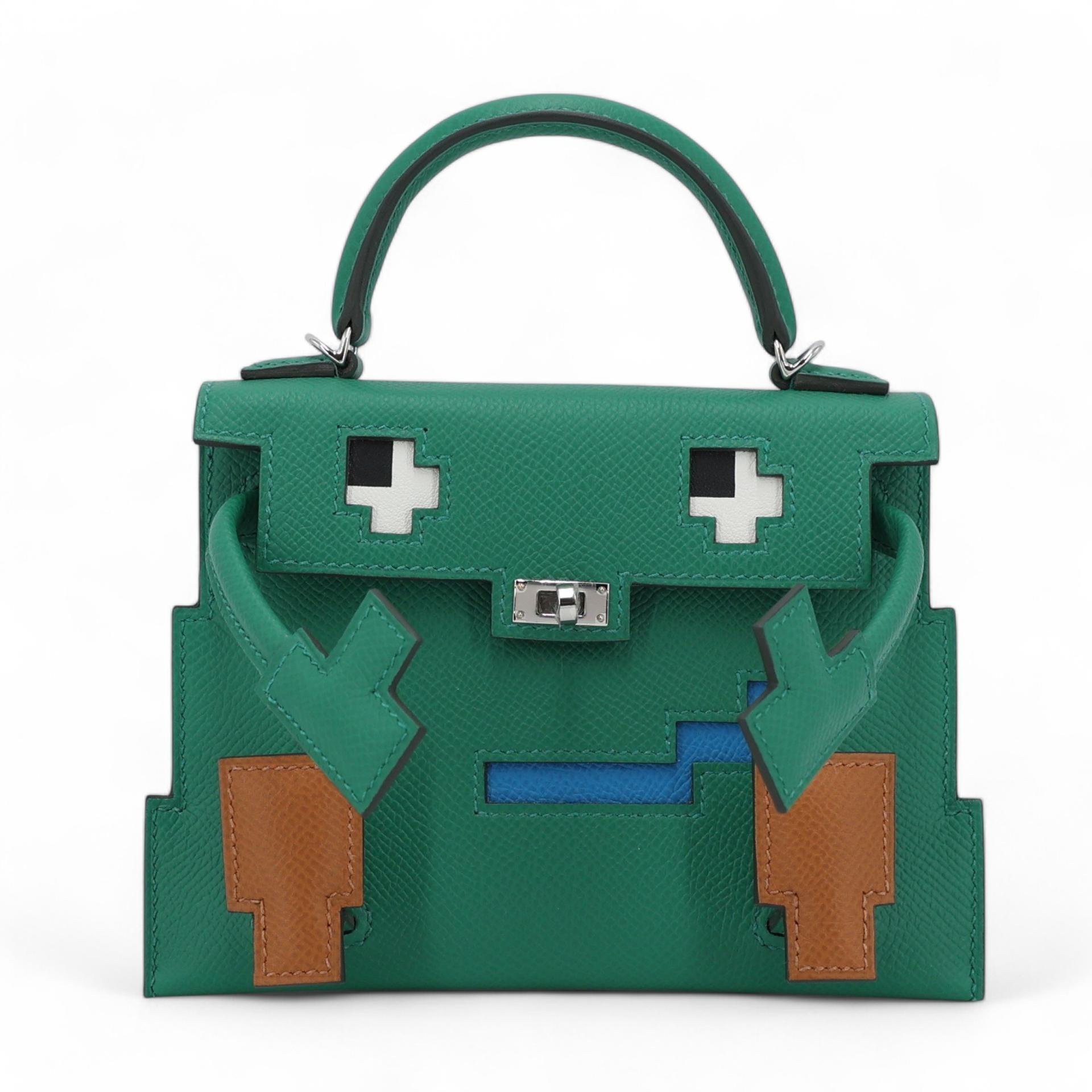 Brand New ( Rank N ) HERMÈS Limited Edition Kelly Doll Picto Gris misty (H0) Gold (37) Bleu Zanzibar (B3) Vert Vertigo (U4) Epsom Palladium hardware B (2023) - 1