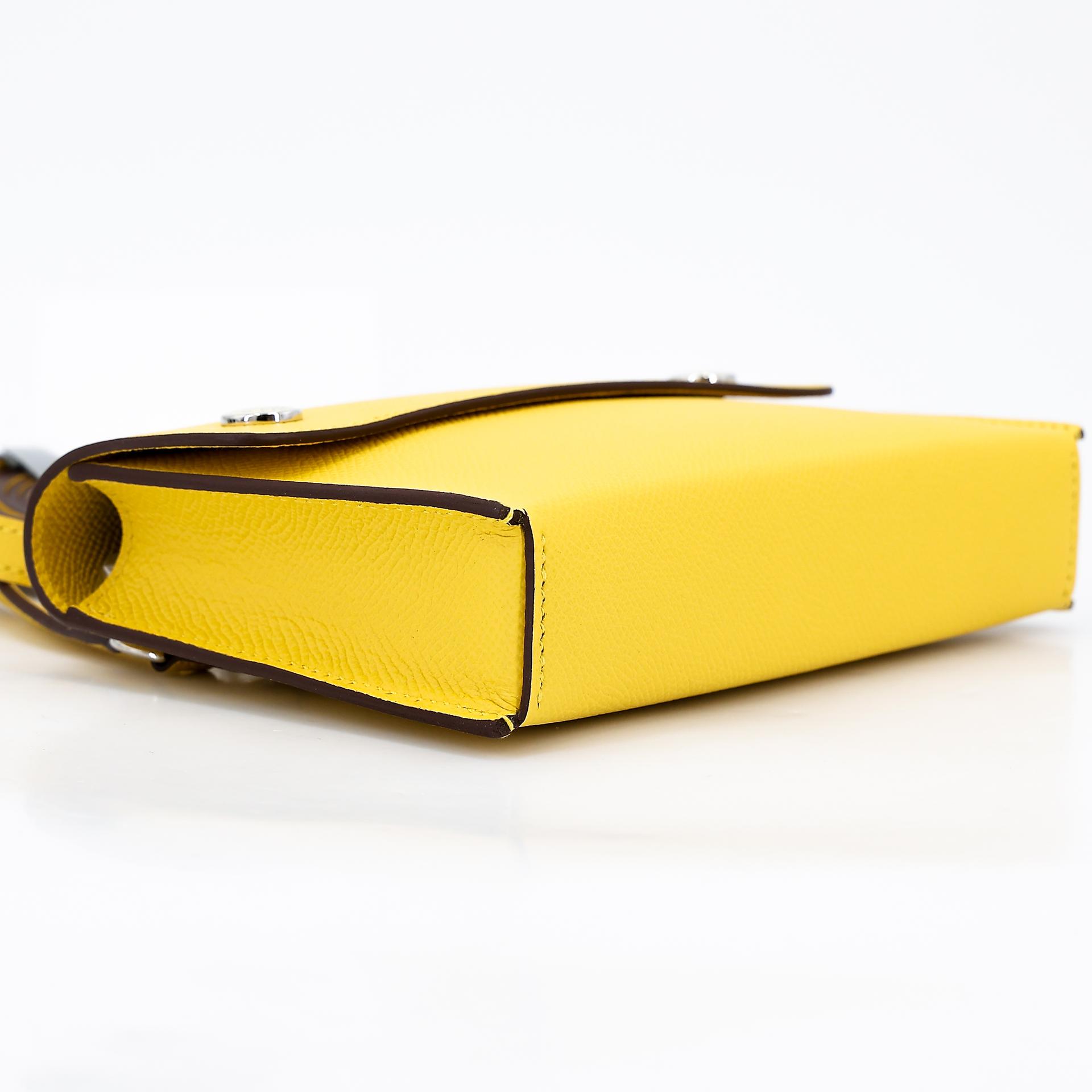 Brand New ( Rank N ) HERMÈS Hermesnap Wallet Jaune de Naples (9O) Epsom Enamel hardware B (2023) - 7
