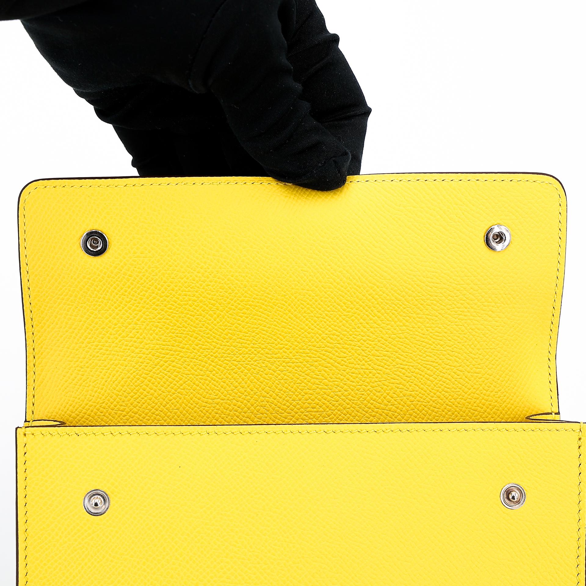 Brand New ( Rank N ) HERMÈS Hermesnap Wallet Jaune de Naples (9O) Epsom Enamel hardware B (2023) - 12