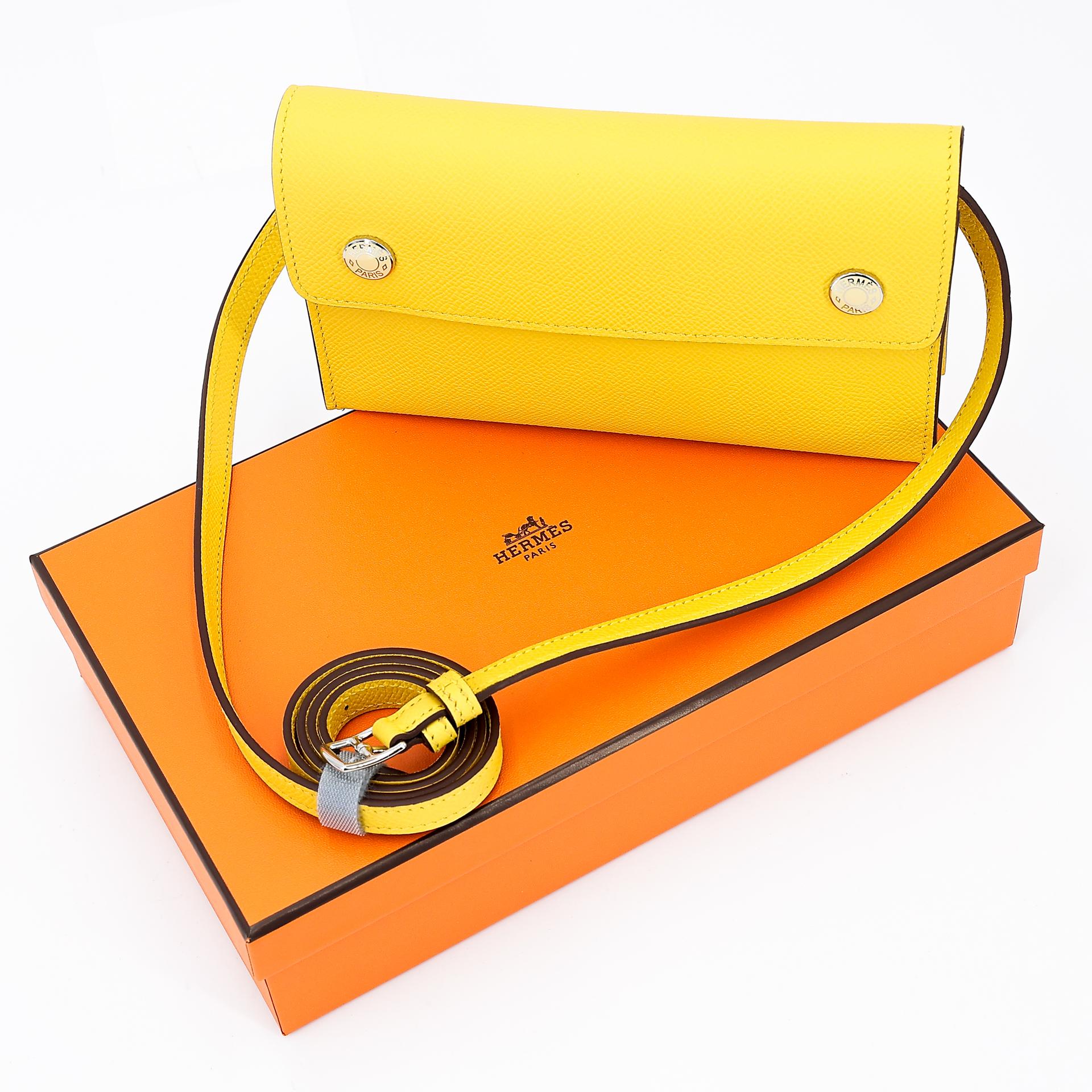 Brand New ( Rank N ) HERMÈS Hermesnap Wallet Jaune de Naples (9O) Epsom Enamel hardware B (2023) - 18