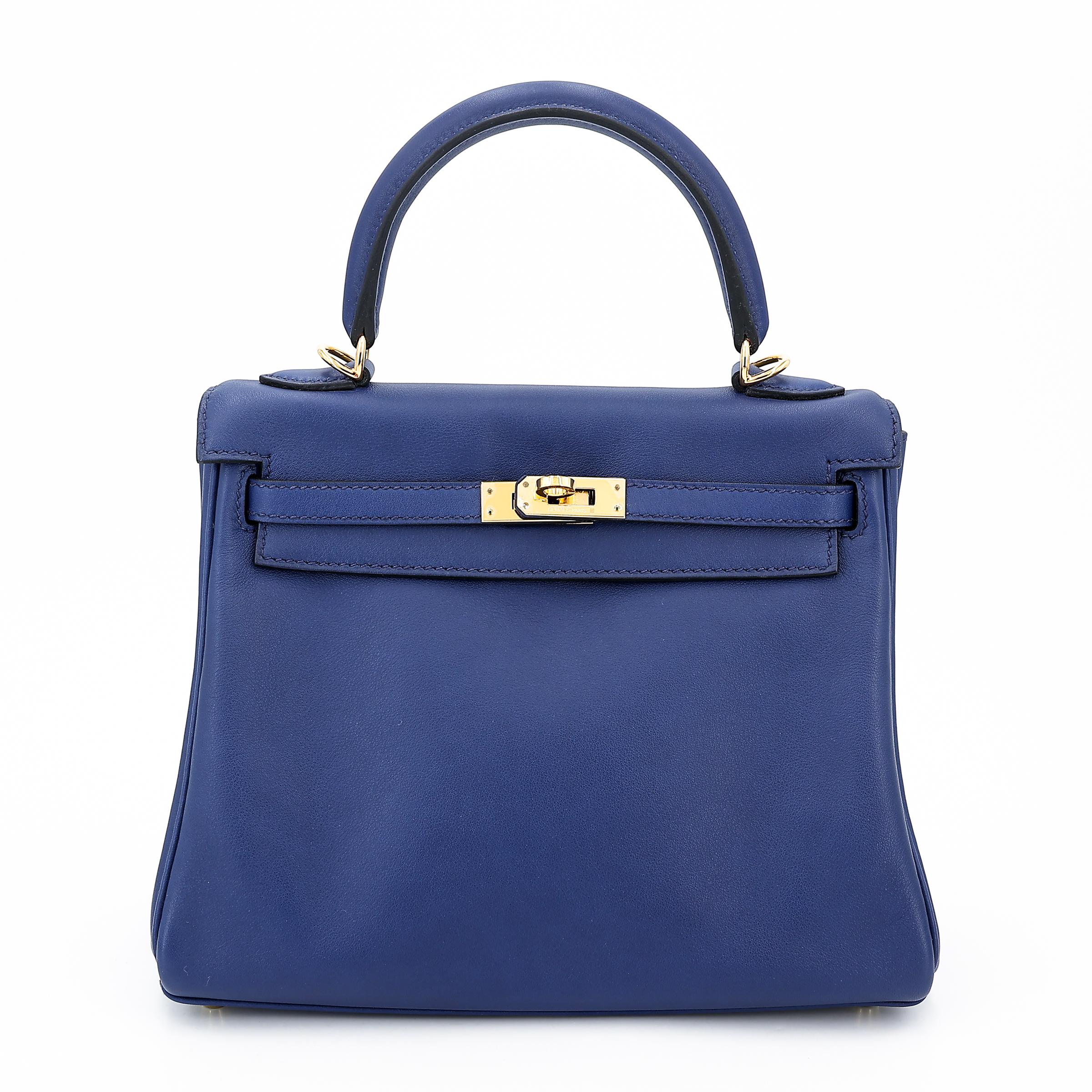 Very Good ( Rank A) HERMÈS Kelly 25 Bleu Saphir (73) Swift Gold hardware T (2015) - 1