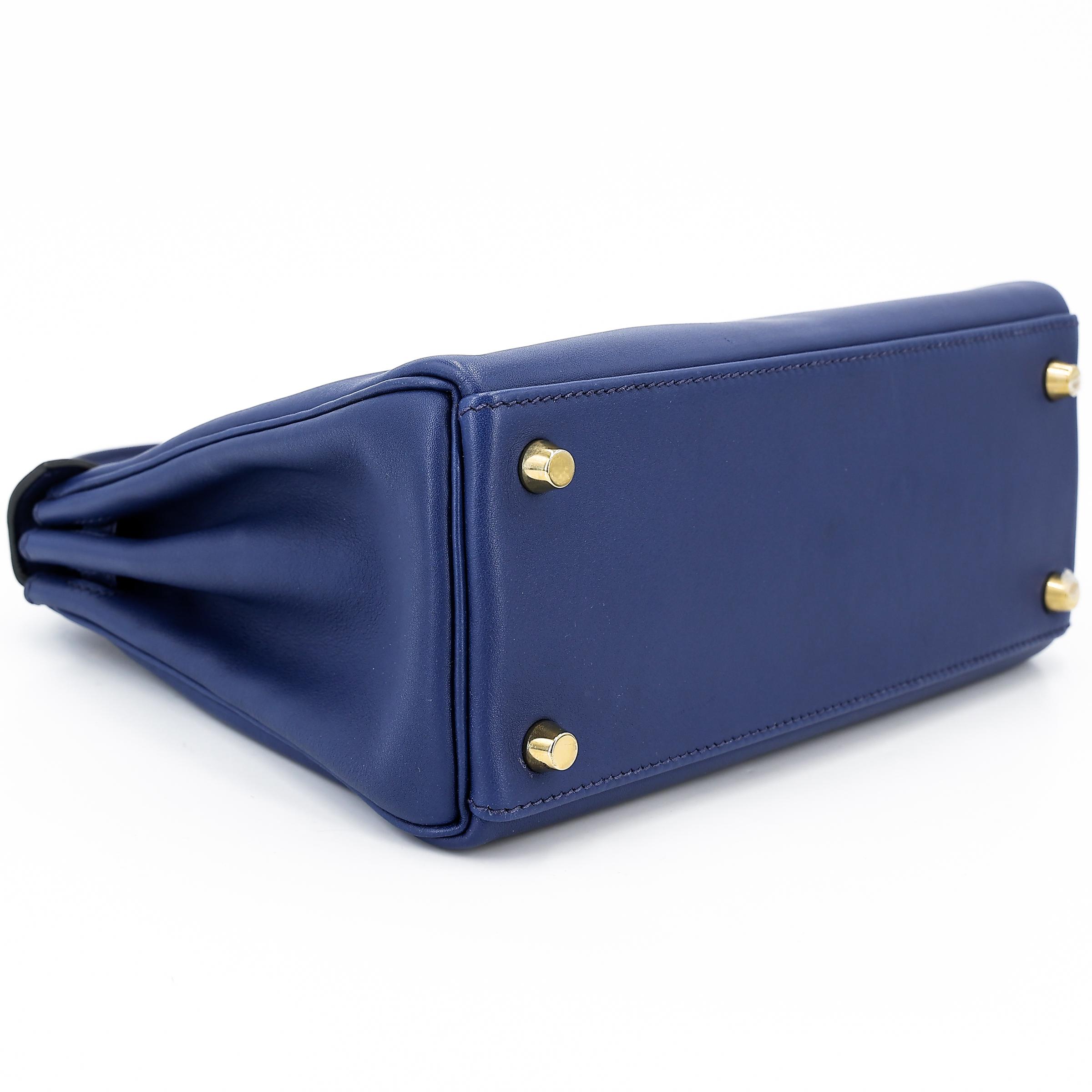 Very Good ( Rank A) HERMÈS Kelly 25 Bleu Saphir (73) Swift Gold hardware T (2015) - 5