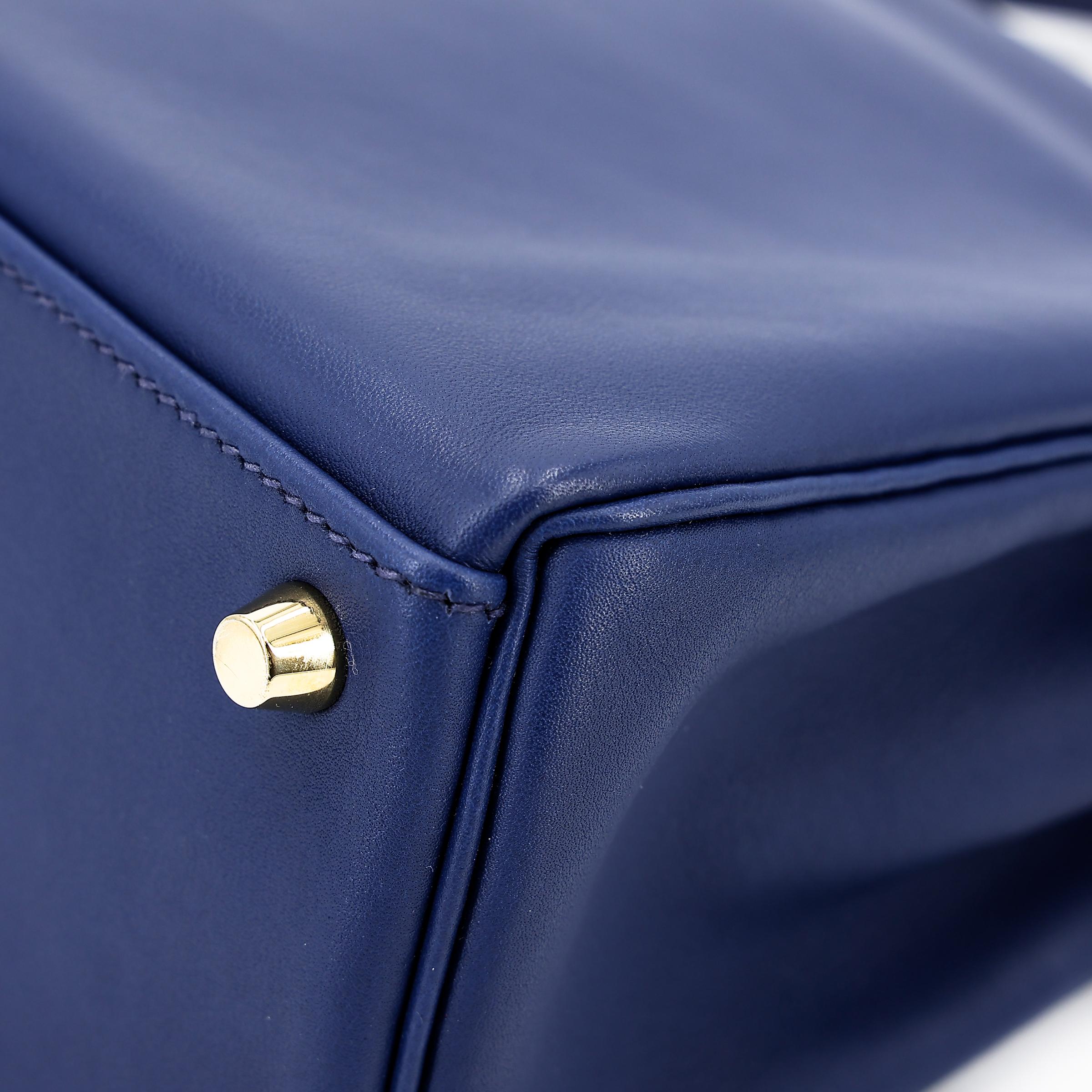 Very Good ( Rank A) HERMÈS Kelly 25 Bleu Saphir (73) Swift Gold hardware T (2015) - 10