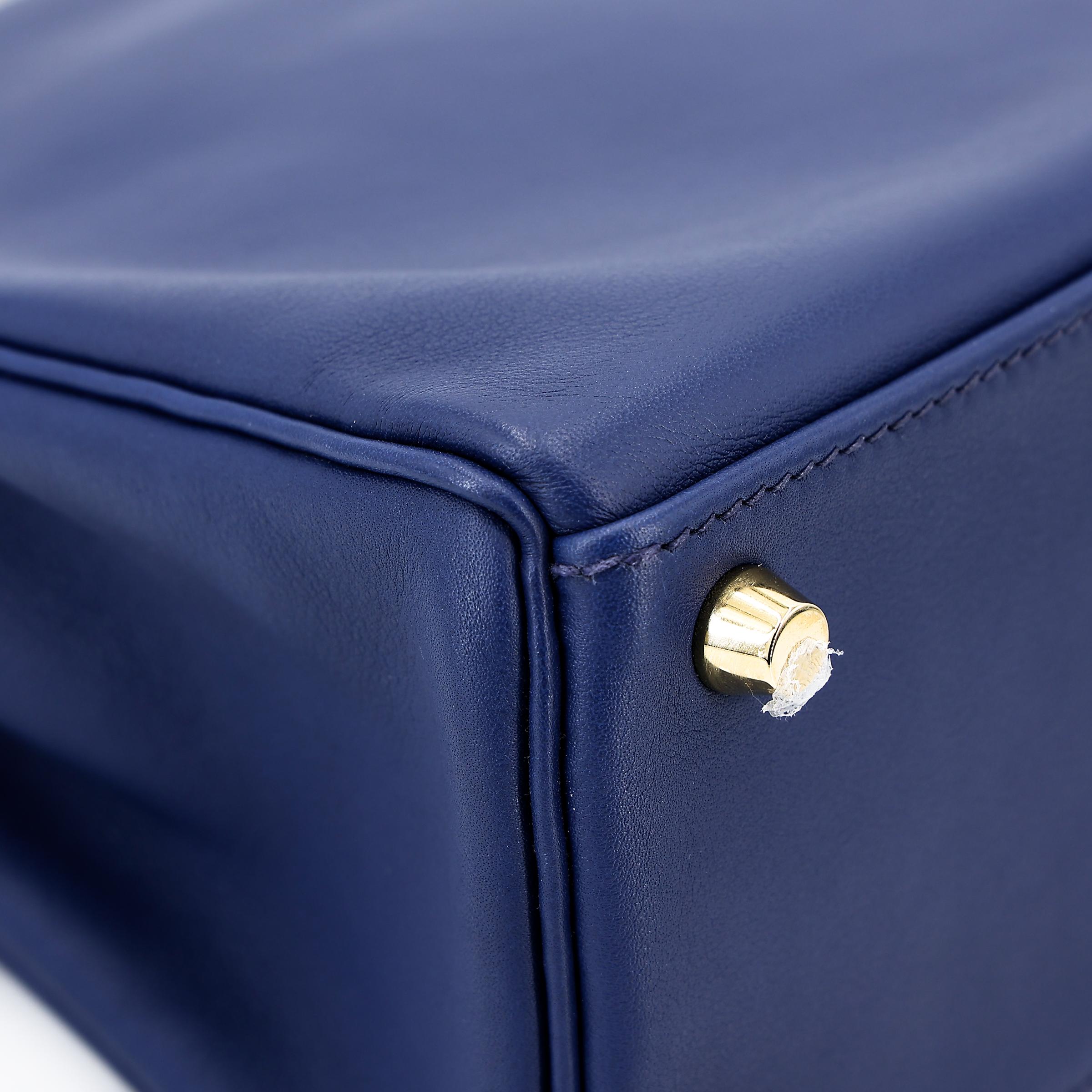 Very Good ( Rank A) HERMÈS Kelly 25 Bleu Saphir (73) Swift Gold hardware T (2015) - 11