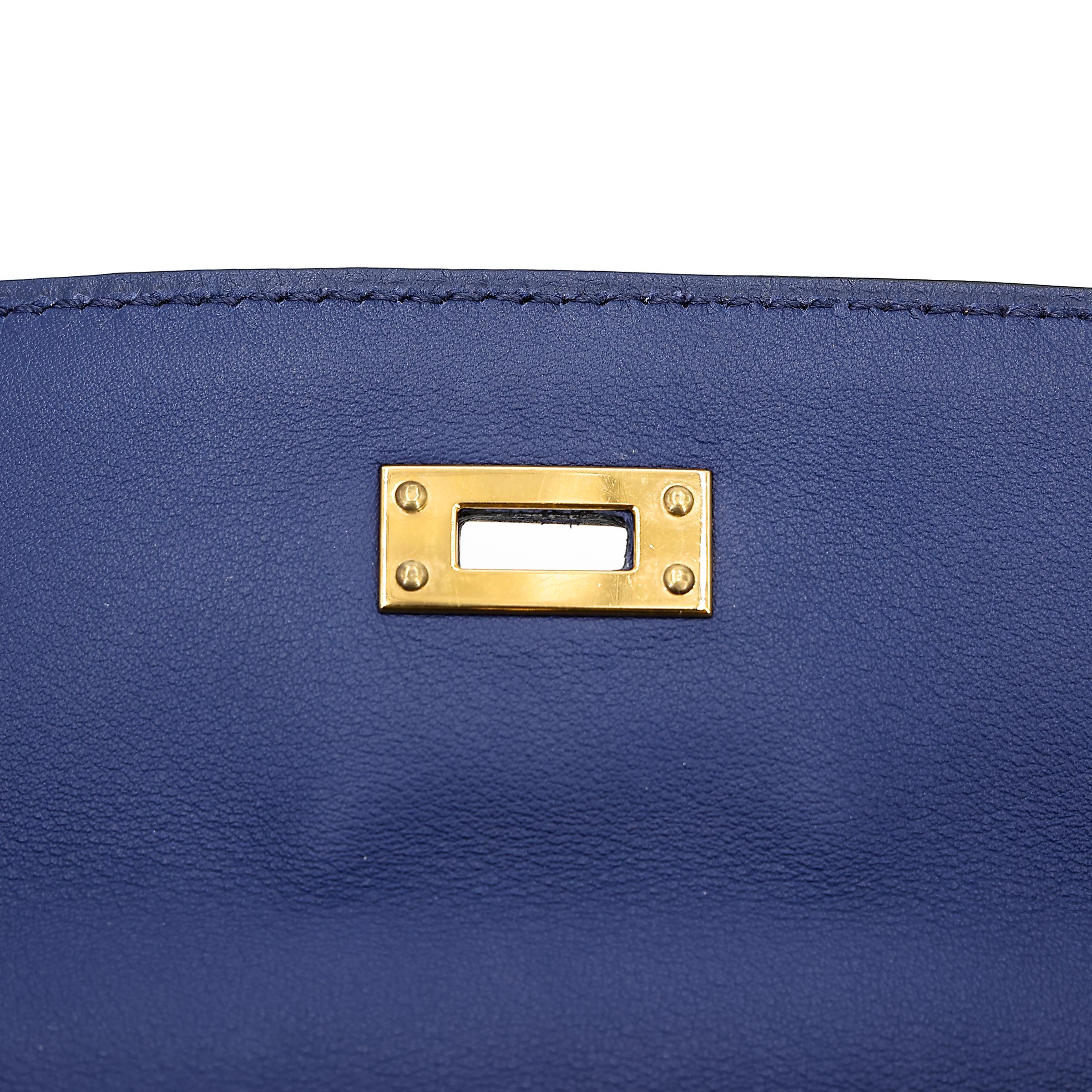 Very Good ( Rank A) HERMÈS Kelly 25 Bleu Saphir (73) Swift Gold hardware T (2015) - 20