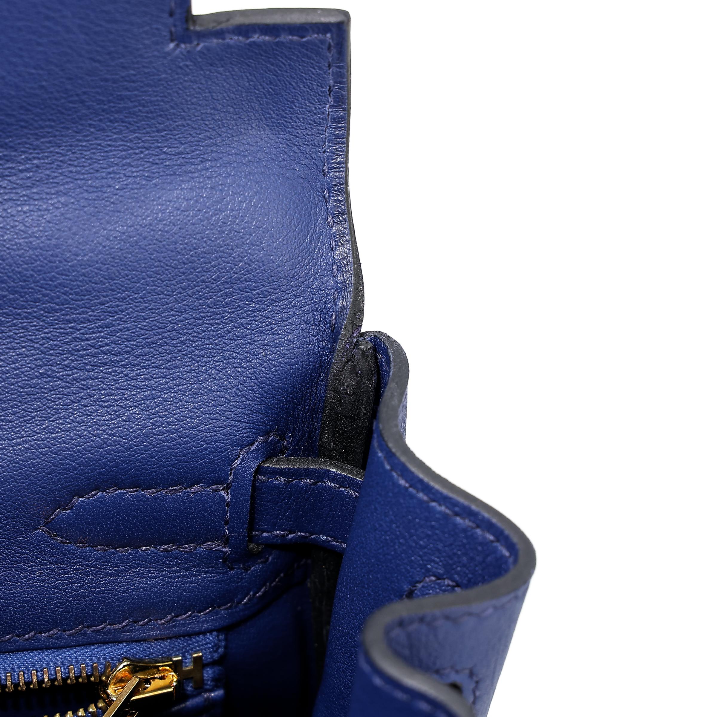 Very Good ( Rank A) HERMÈS Kelly 25 Bleu Saphir (73) Swift Gold hardware T (2015) - 29