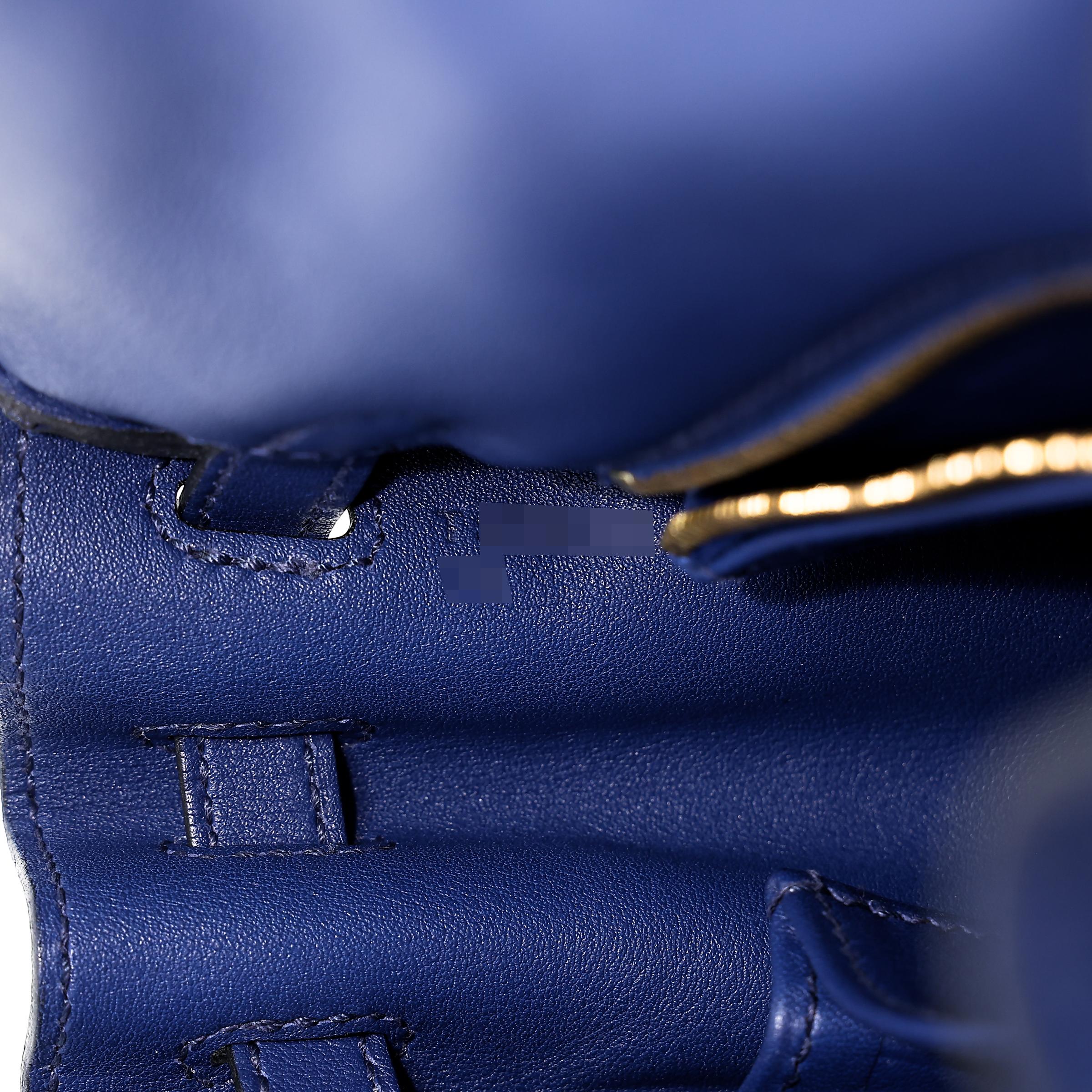 Very Good ( Rank A) HERMÈS Kelly 25 Bleu Saphir (73) Swift Gold hardware T (2015) - 32