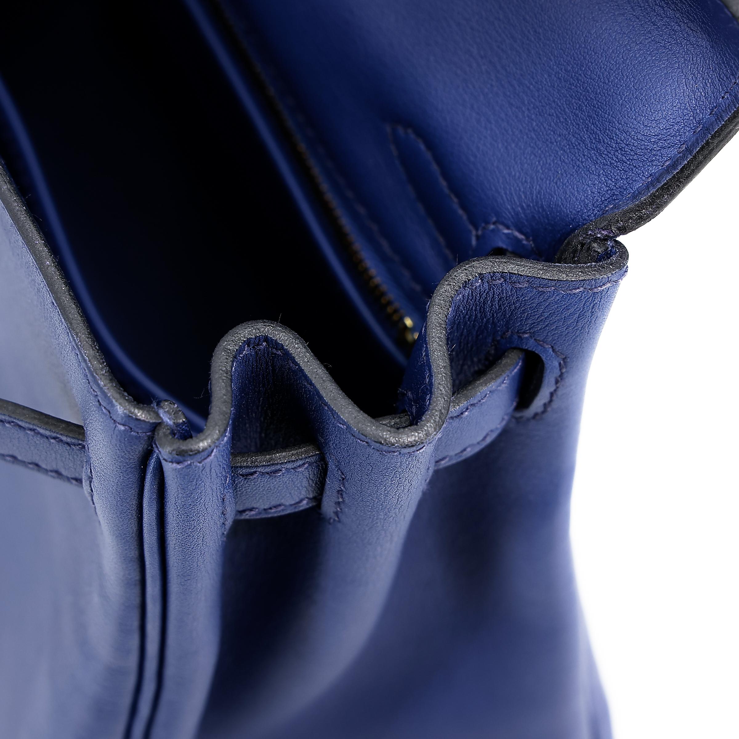 Very Good ( Rank A) HERMÈS Kelly 25 Bleu Saphir (73) Swift Gold hardware T (2015) - 30