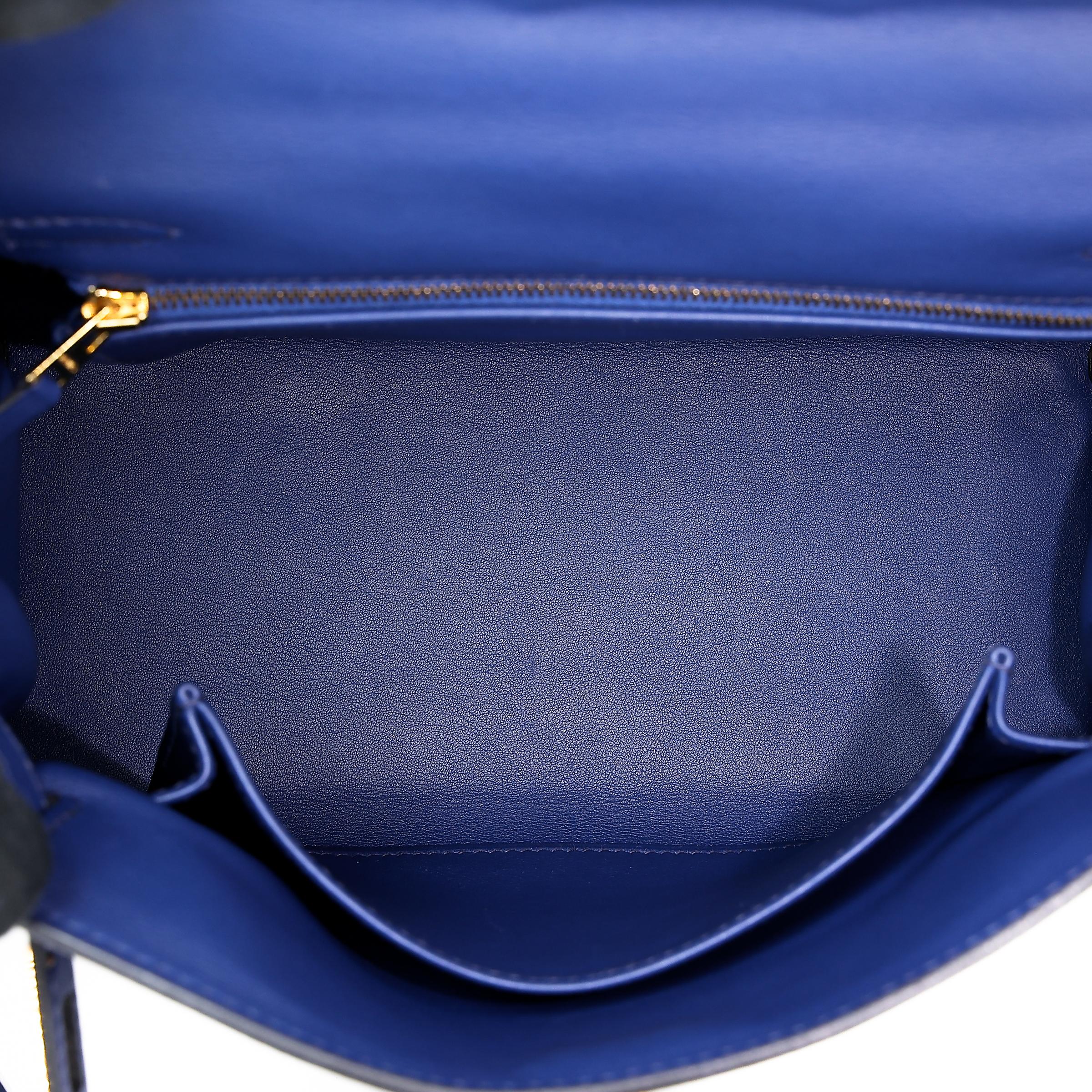 Very Good ( Rank A) HERMÈS Kelly 25 Bleu Saphir (73) Swift Gold hardware T (2015) - 24