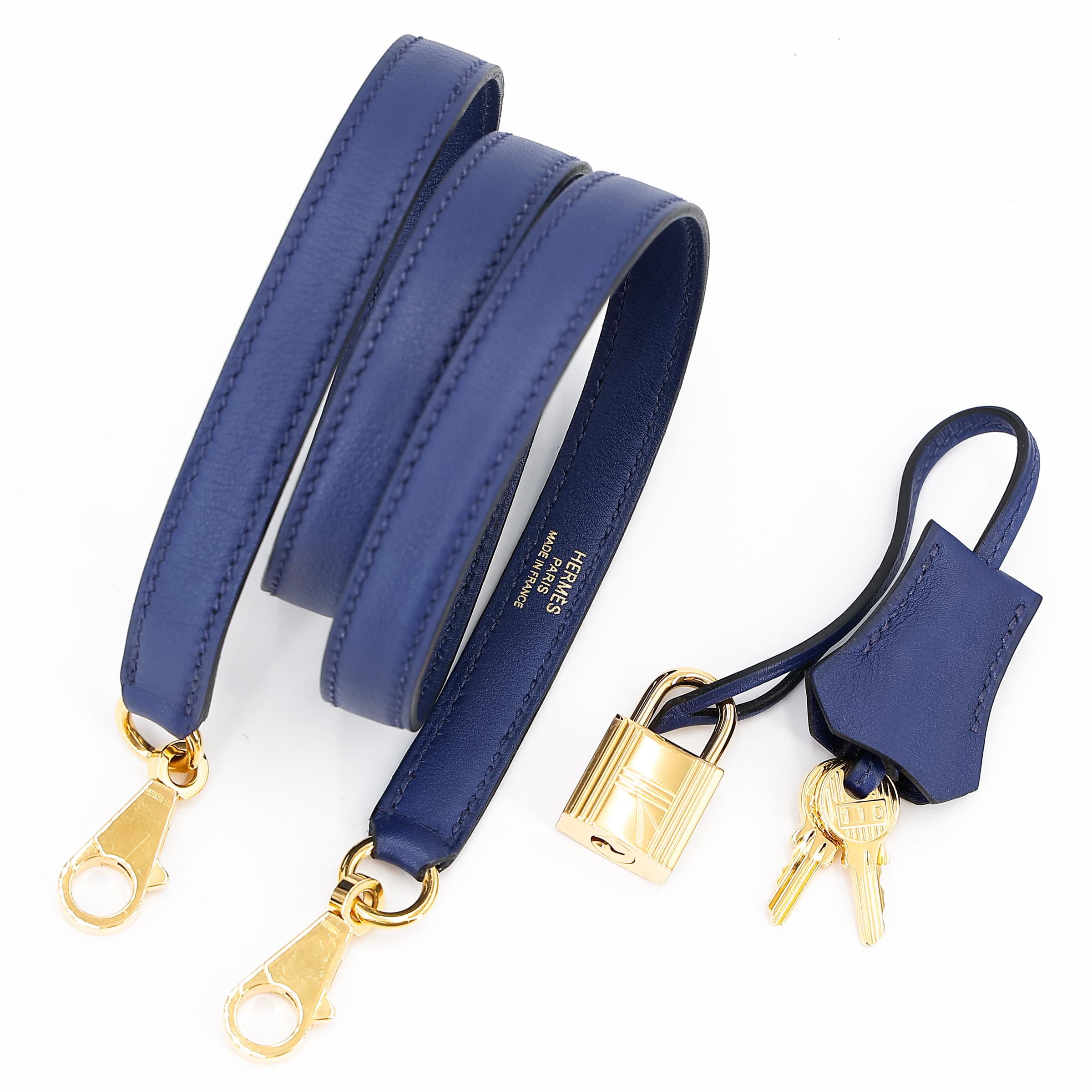 Very Good ( Rank A) HERMÈS Kelly 25 Bleu Saphir (73) Swift Gold hardware T (2015) - 33