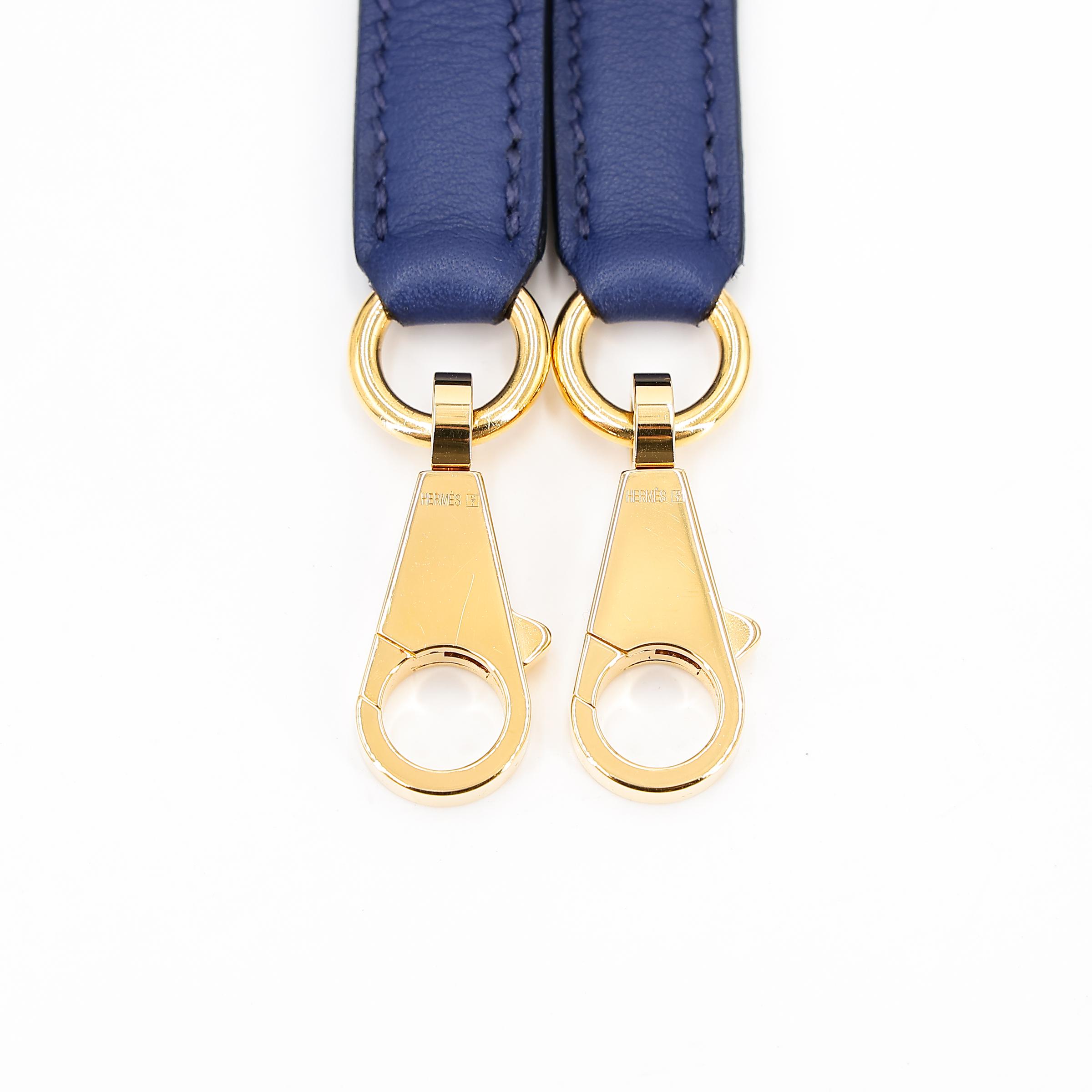 Very Good ( Rank A) HERMÈS Kelly 25 Bleu Saphir (73) Swift Gold hardware T (2015) - 34