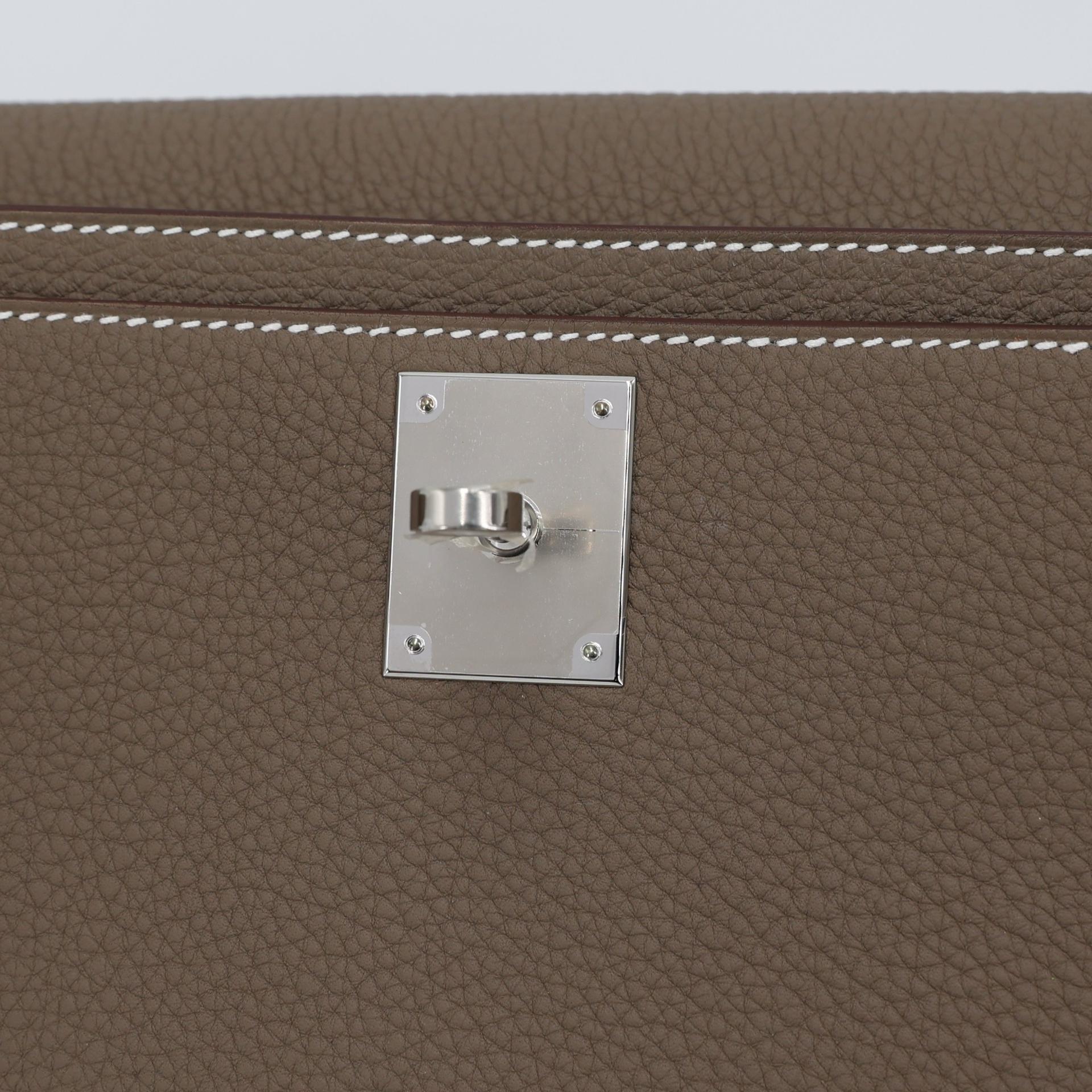 Brand New ( Rank N ) HERMÈS Kelly depeches 25 Etoupe (18) Togo Palladium hardware W (2024) - 10