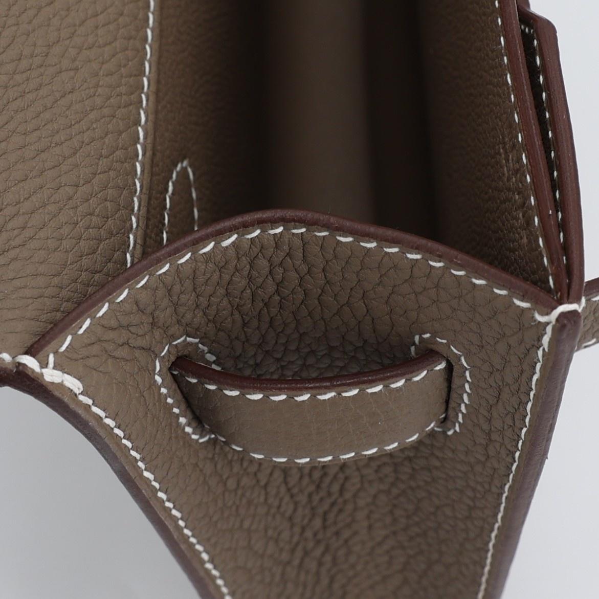 Brand New ( Rank N ) HERMÈS Kelly depeches 25 Etoupe (18) Togo Palladium hardware W (2024) - 15