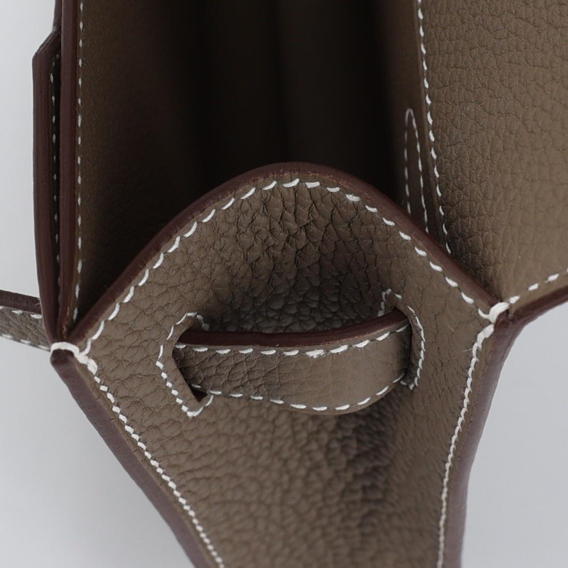 Brand New ( Rank N ) HERMÈS Kelly depeches 25 Etoupe (18) Togo Palladium hardware W (2024) - 14