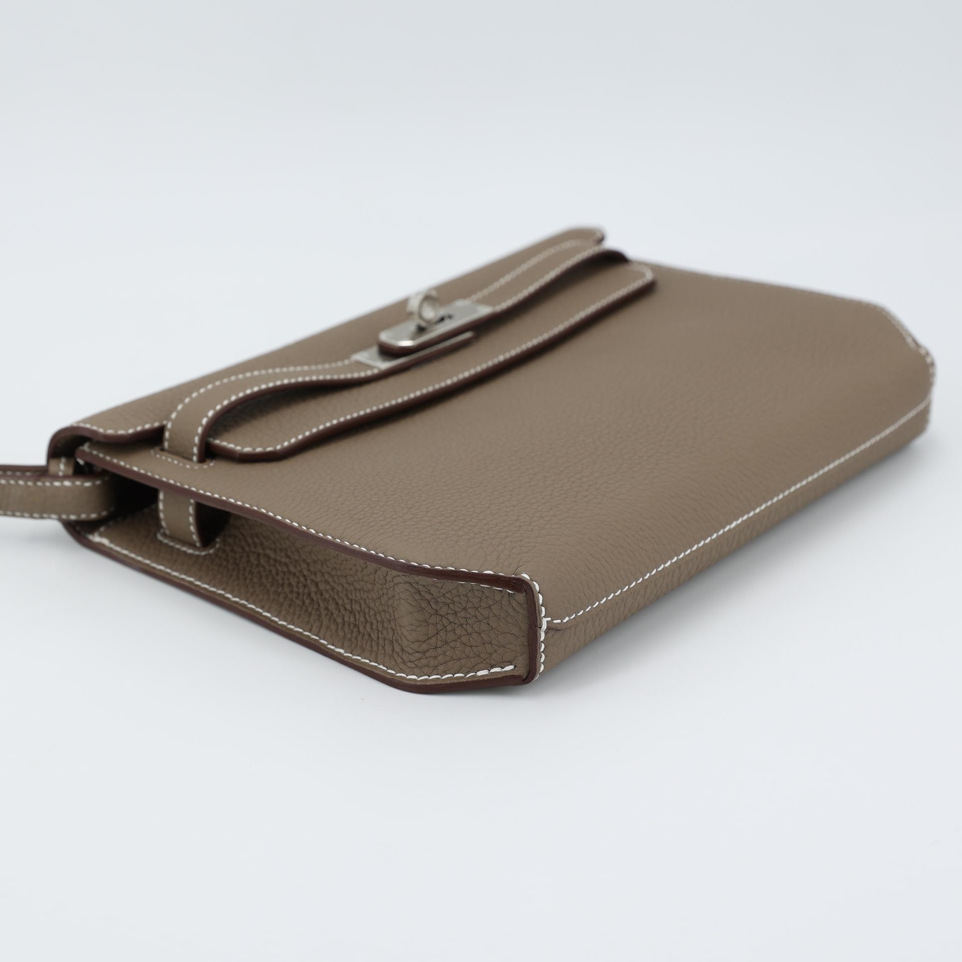 Brand New ( Rank N ) HERMÈS Kelly depeches 25 Etoupe (18) Togo Palladium hardware W (2024) - 5
