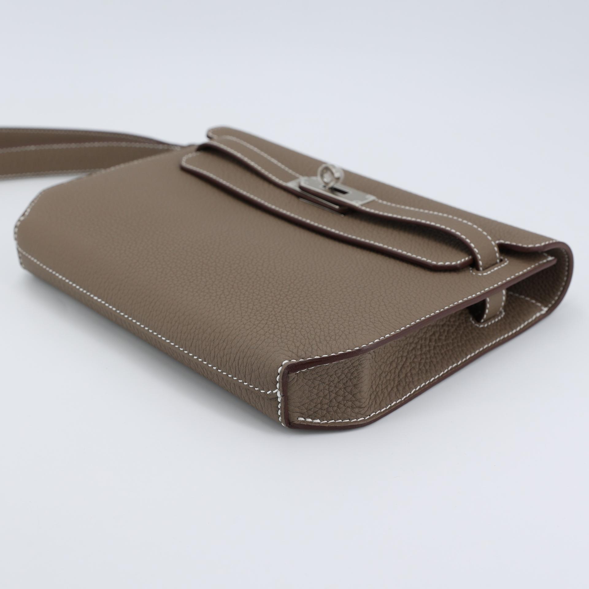 Brand New ( Rank N ) HERMÈS Kelly depeches 25 Etoupe (18) Togo Palladium hardware W (2024) - 6