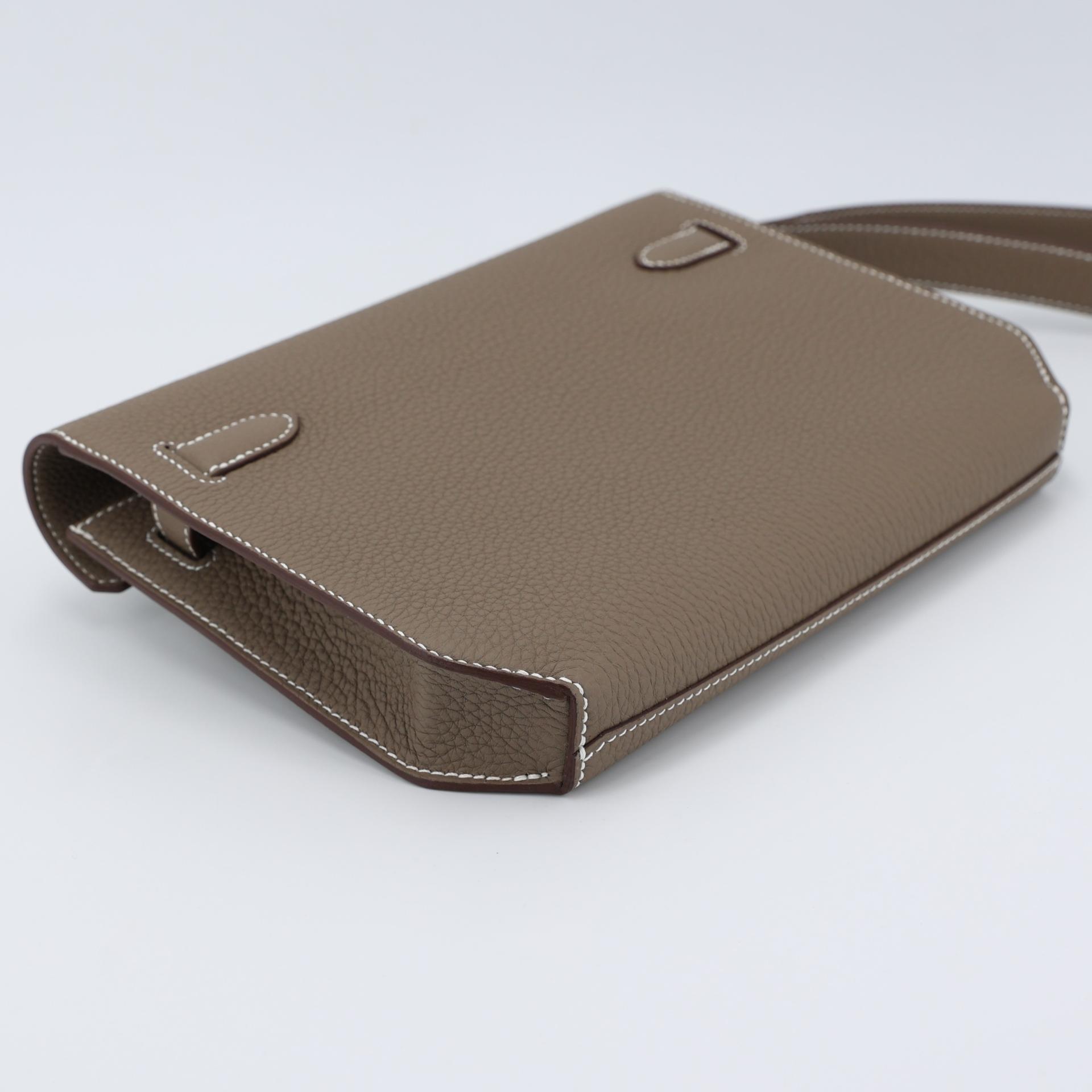 Brand New ( Rank N ) HERMÈS Kelly depeches 25 Etoupe (18) Togo Palladium hardware W (2024) - 7