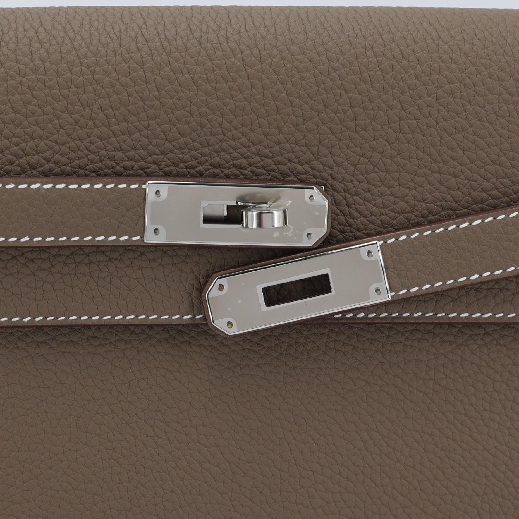 Brand New ( Rank N ) HERMÈS Kelly depeches 25 Etoupe (18) Togo Palladium hardware W (2024) - 9