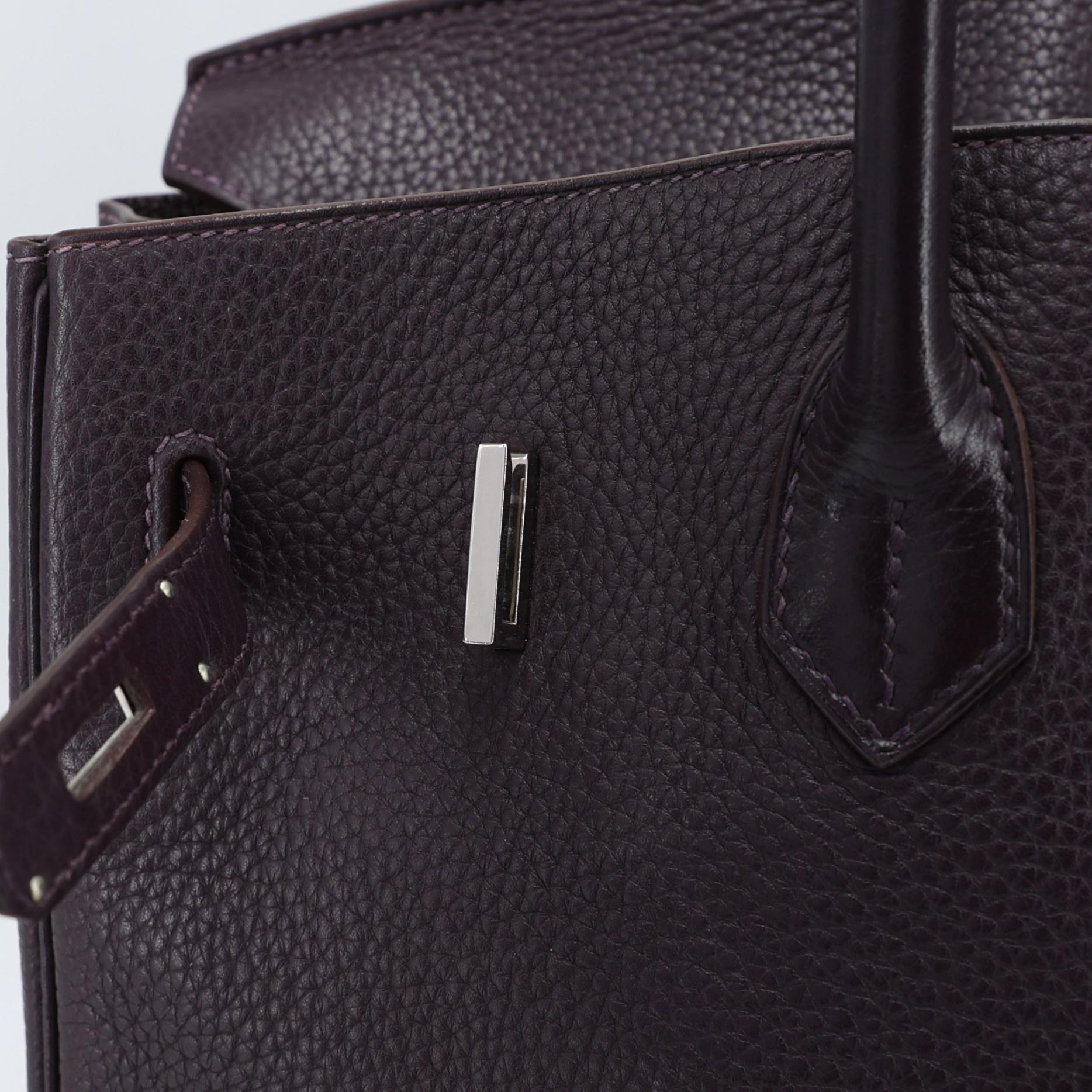 Very Good ( Rank A) HERMÈS Birkin 35 Raisin (59) Togo Palladium hardware Square R (2014) - 12